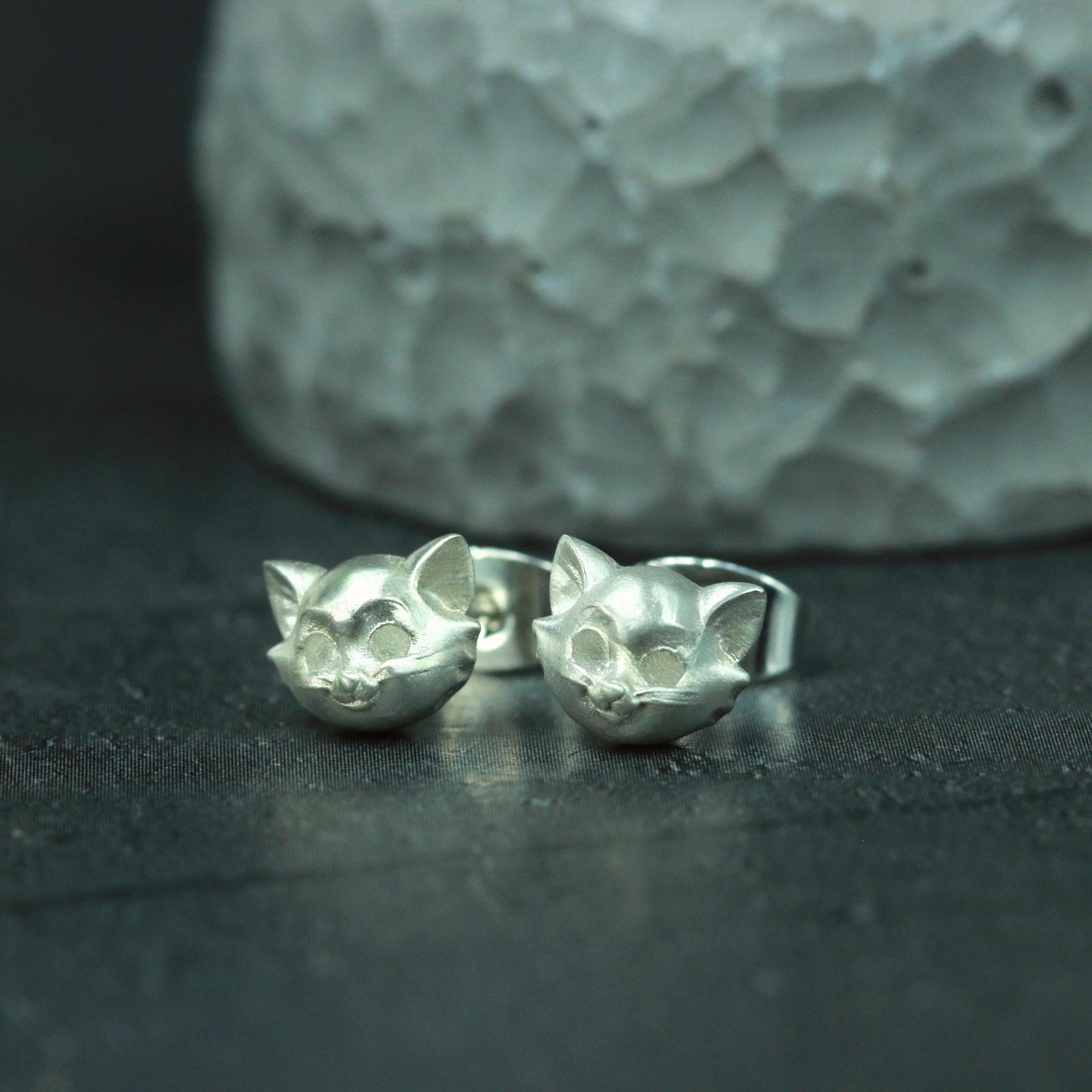 Super Cute Kitty Cat Earrings - 925 Sterling Silver Handmade