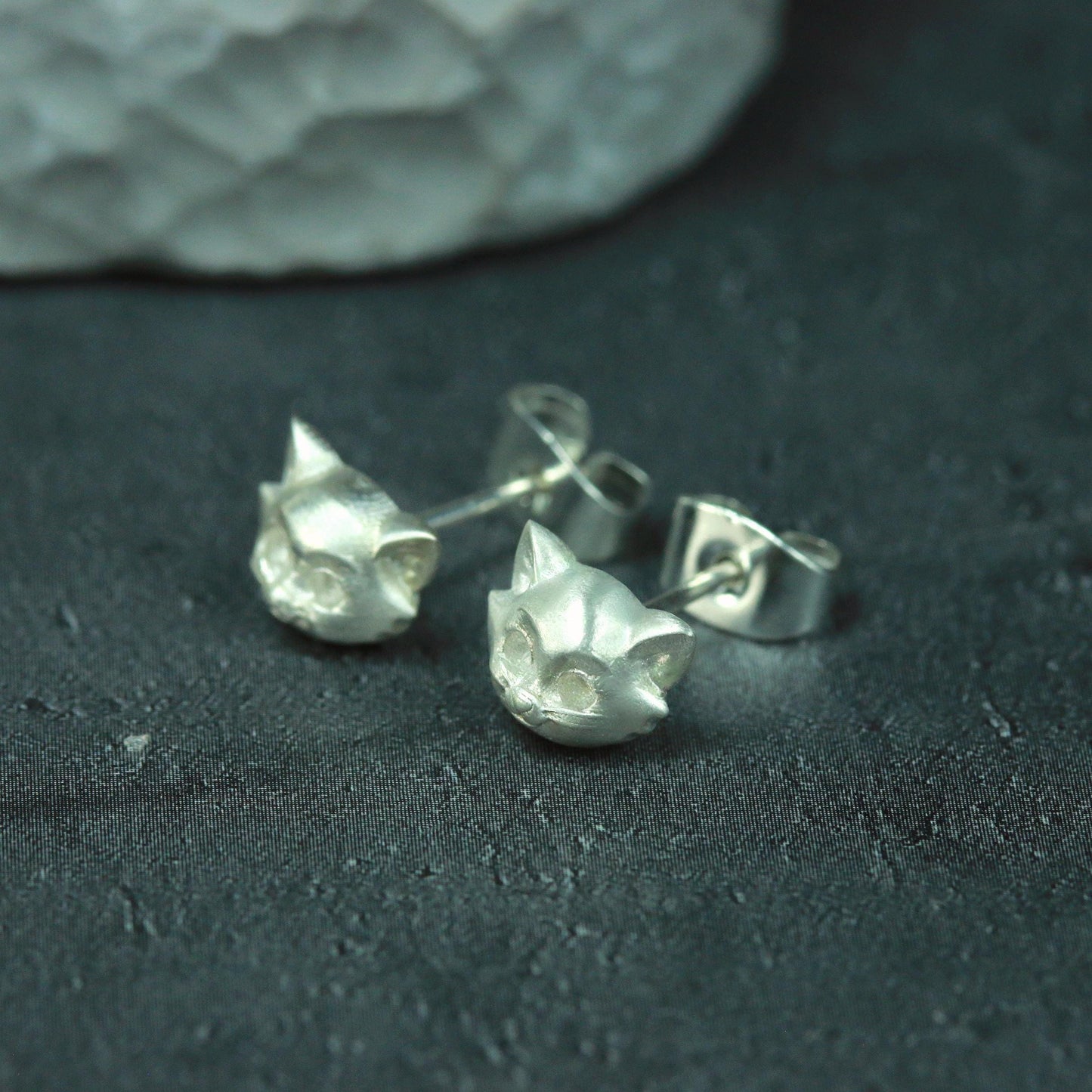 Super Cute Kitty Cat Earrings - 925 Sterling Silver Handmade