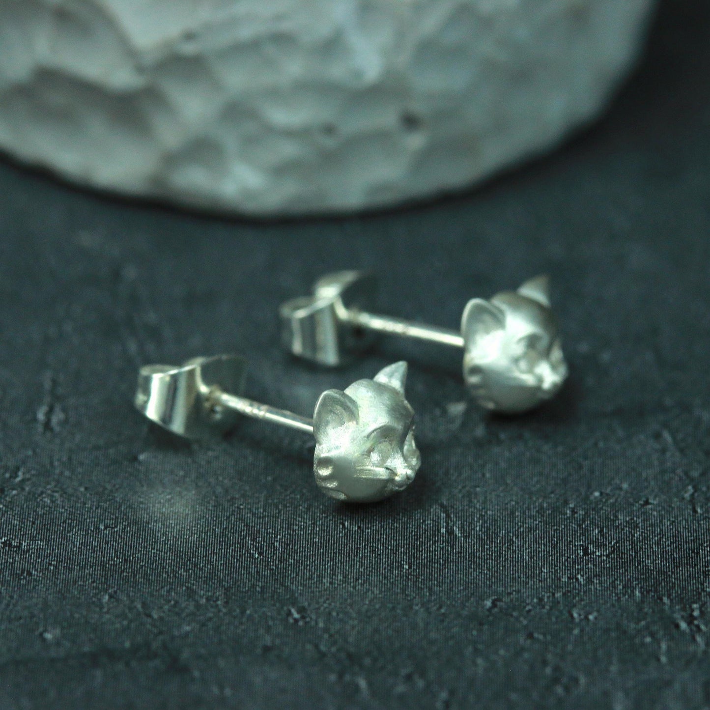 Super Cute Kitty Cat Earrings - 925 Sterling Silver Handmade