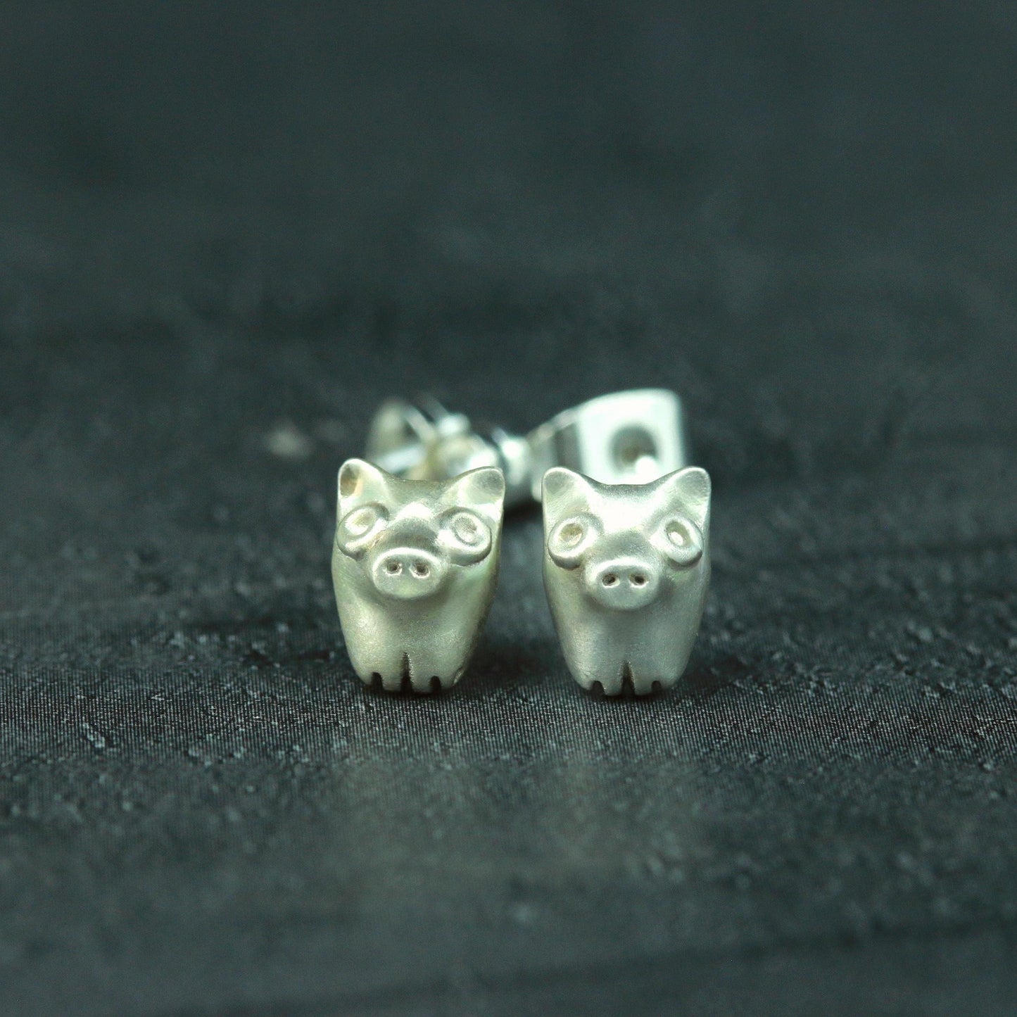 Piglet Stud Earrings - 925 Sterling Silver Handmade