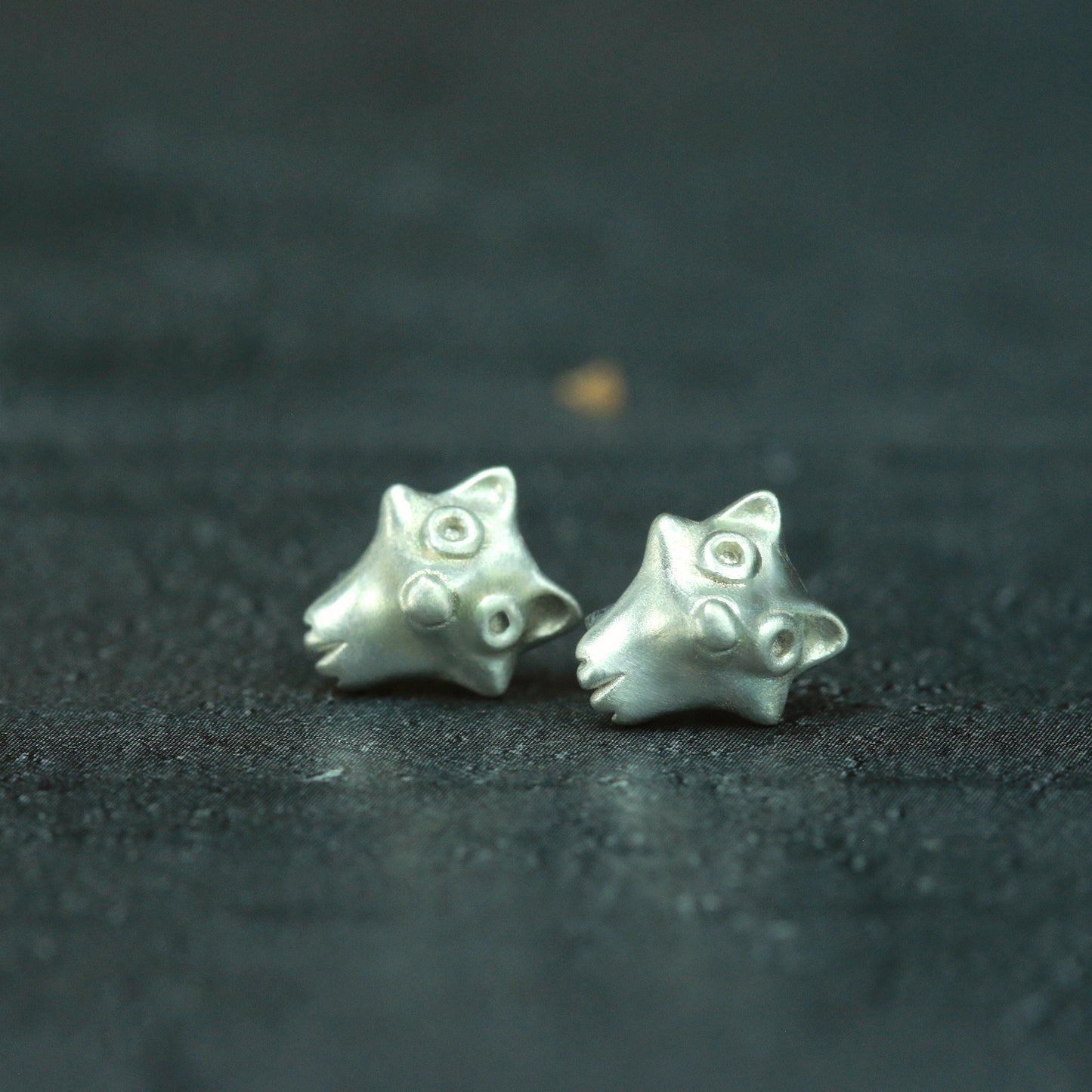 Tiny Fox Stud Earrings - 925 Sterling Silver Handmade