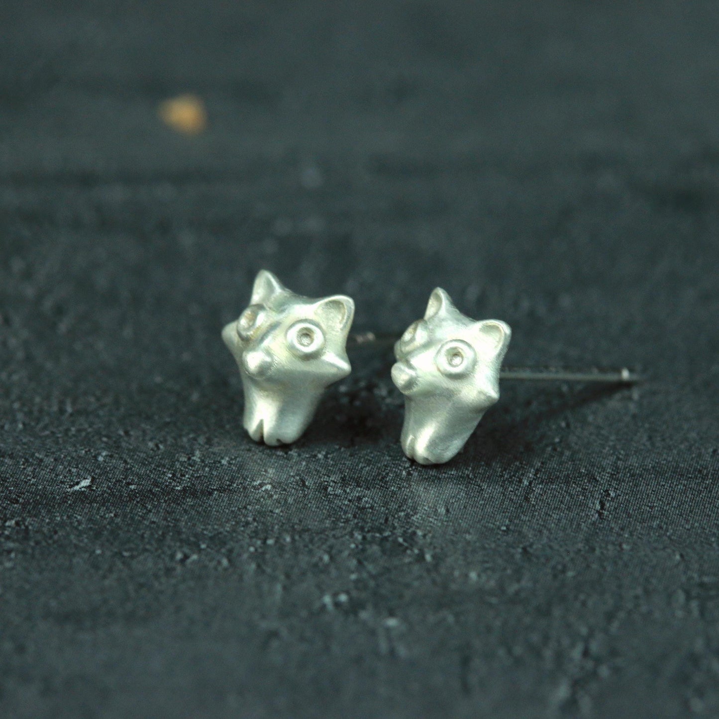 Tiny Fox Stud Earrings - 925 Sterling Silver Handmade