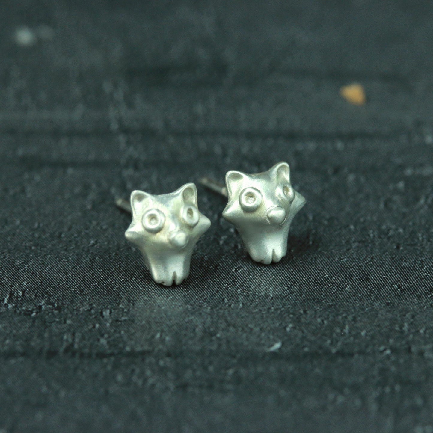 Tiny Fox Stud Earrings - 925 Sterling Silver Handmade
