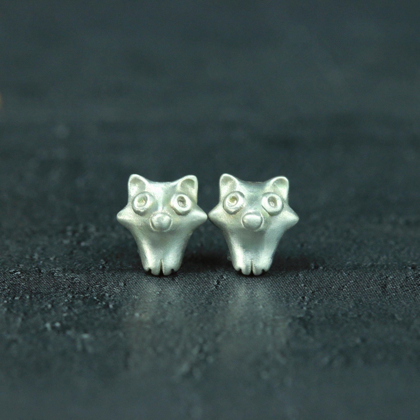 Tiny Fox Stud Earrings - 925 Sterling Silver Handmade