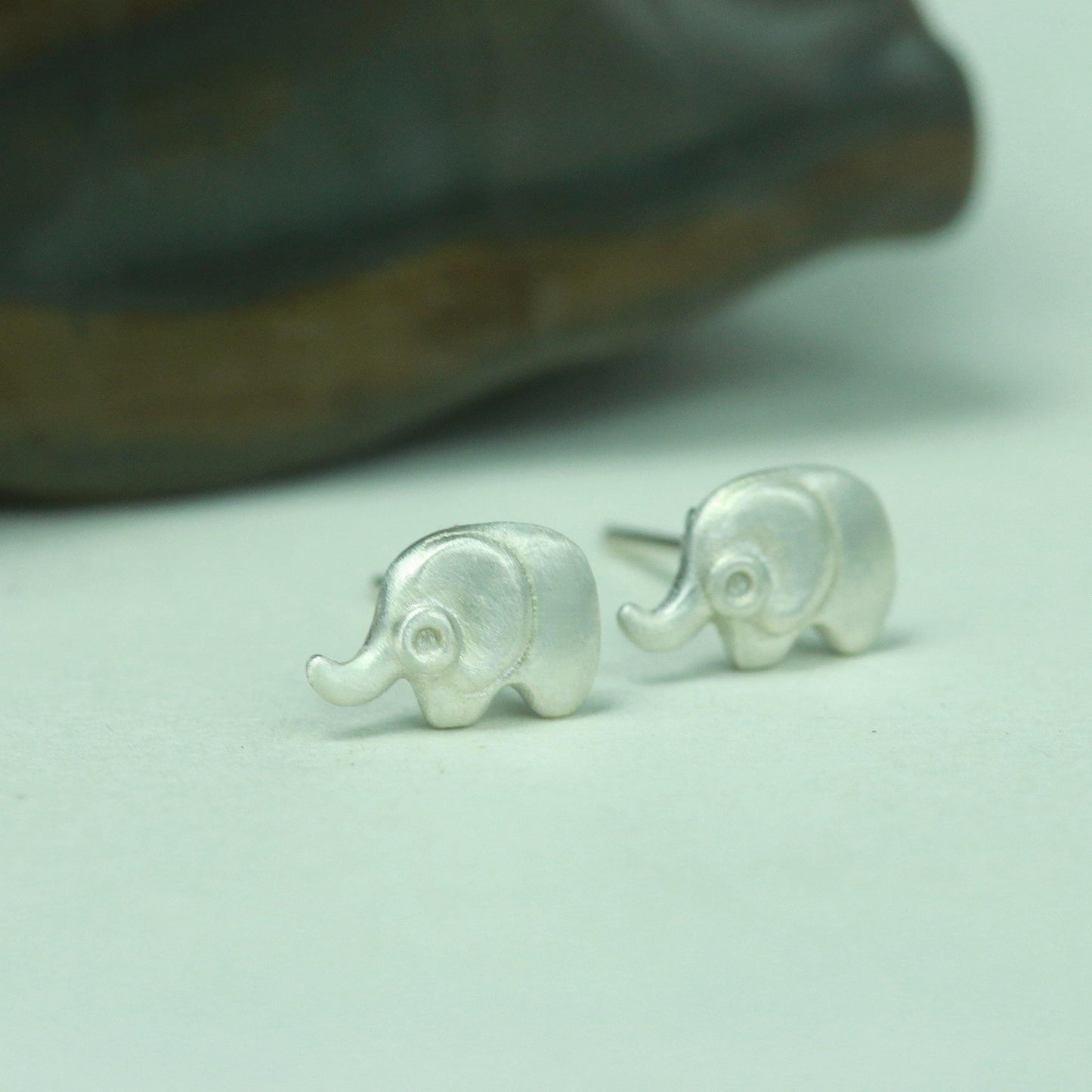 Elephant Stud Earrings - 925 Sterling Silver Handmade