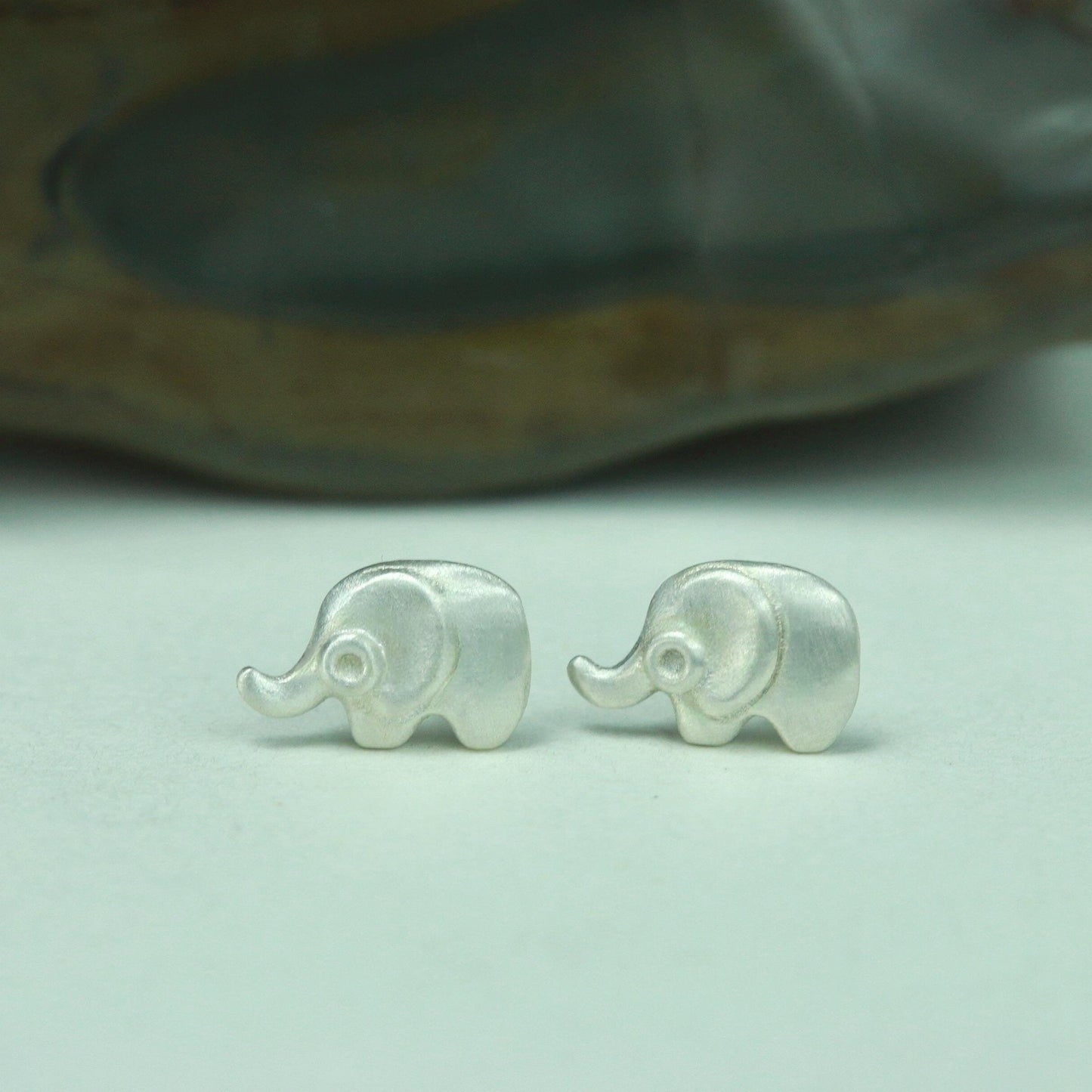 Elephant Stud Earrings - 925 Sterling Silver Handmade