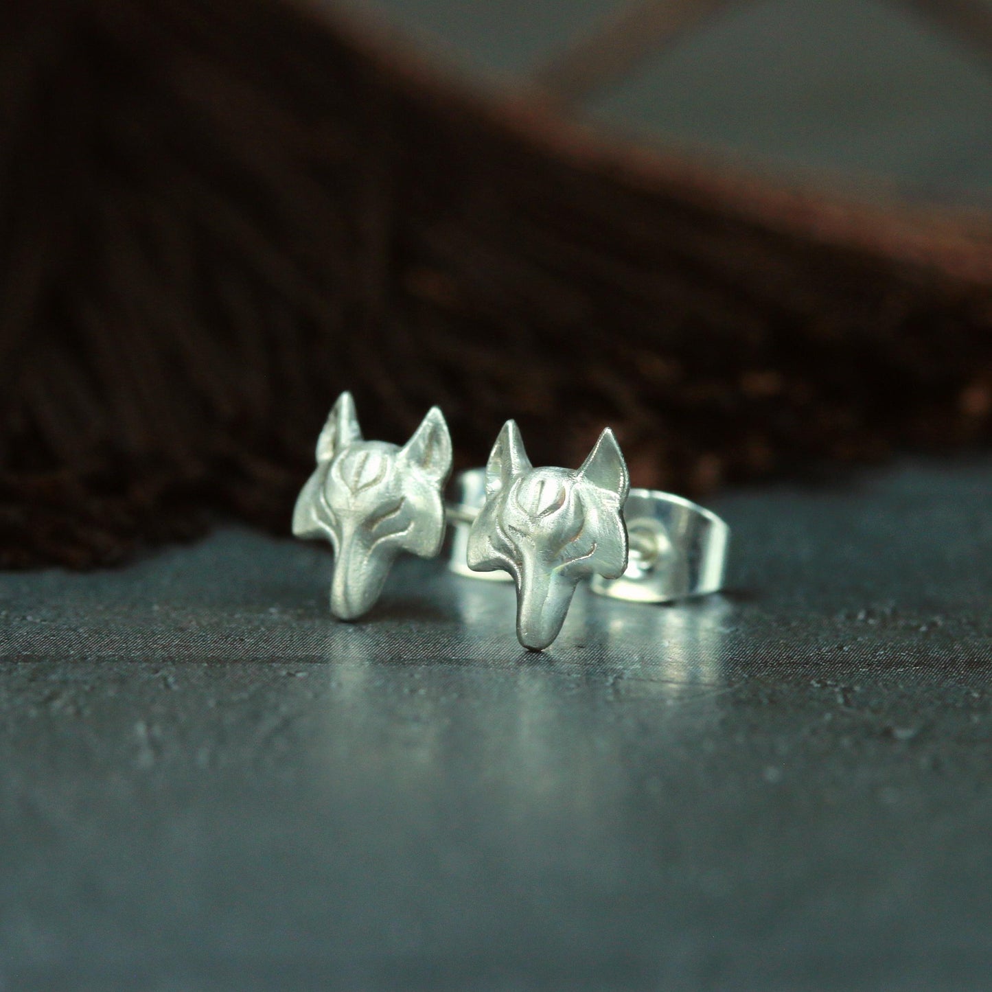 Minimalist Wolf Earrings - 925 Sterling Silver Handmade