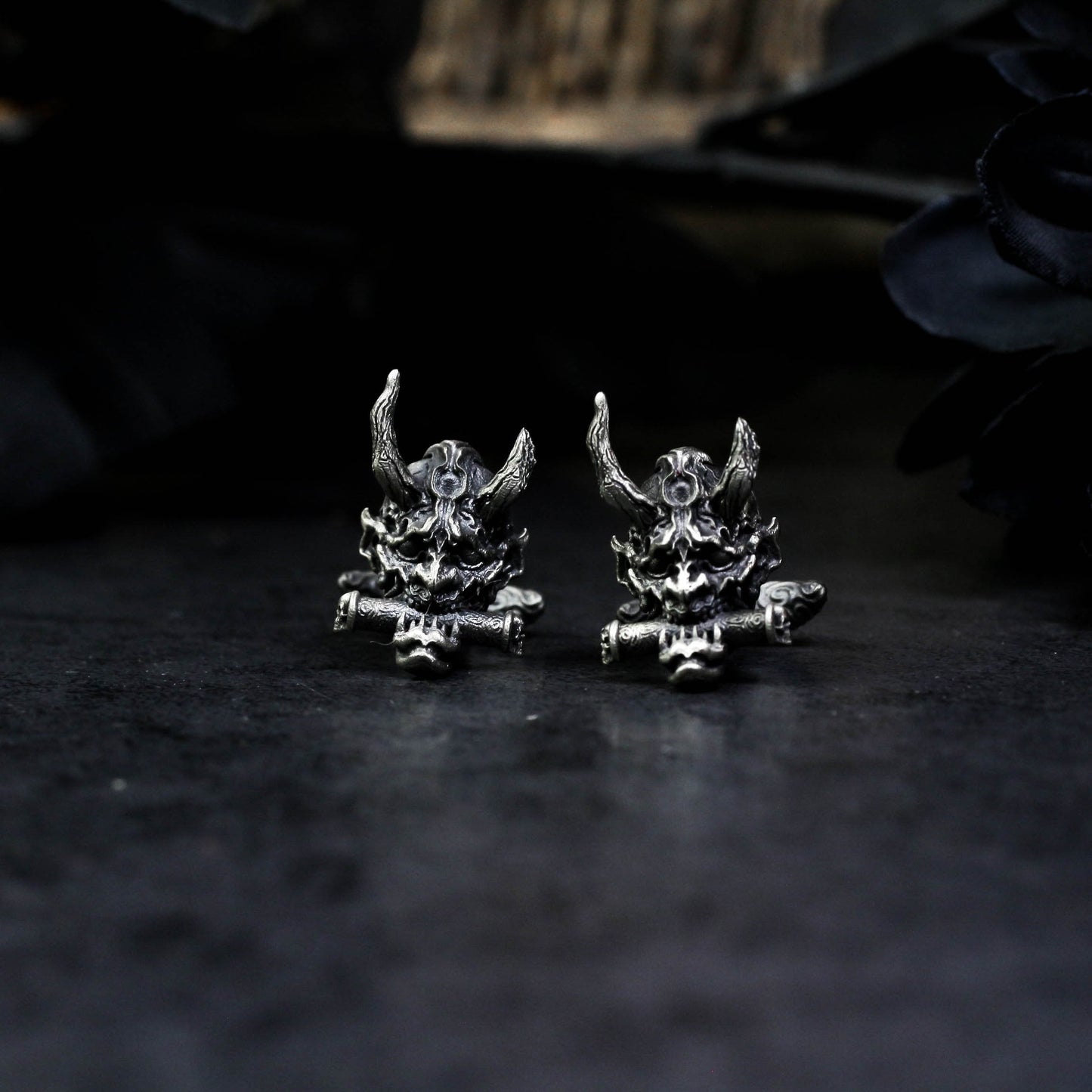 Prajna Ghost Face Cufflinks - 925 Sterling Silver Handmade