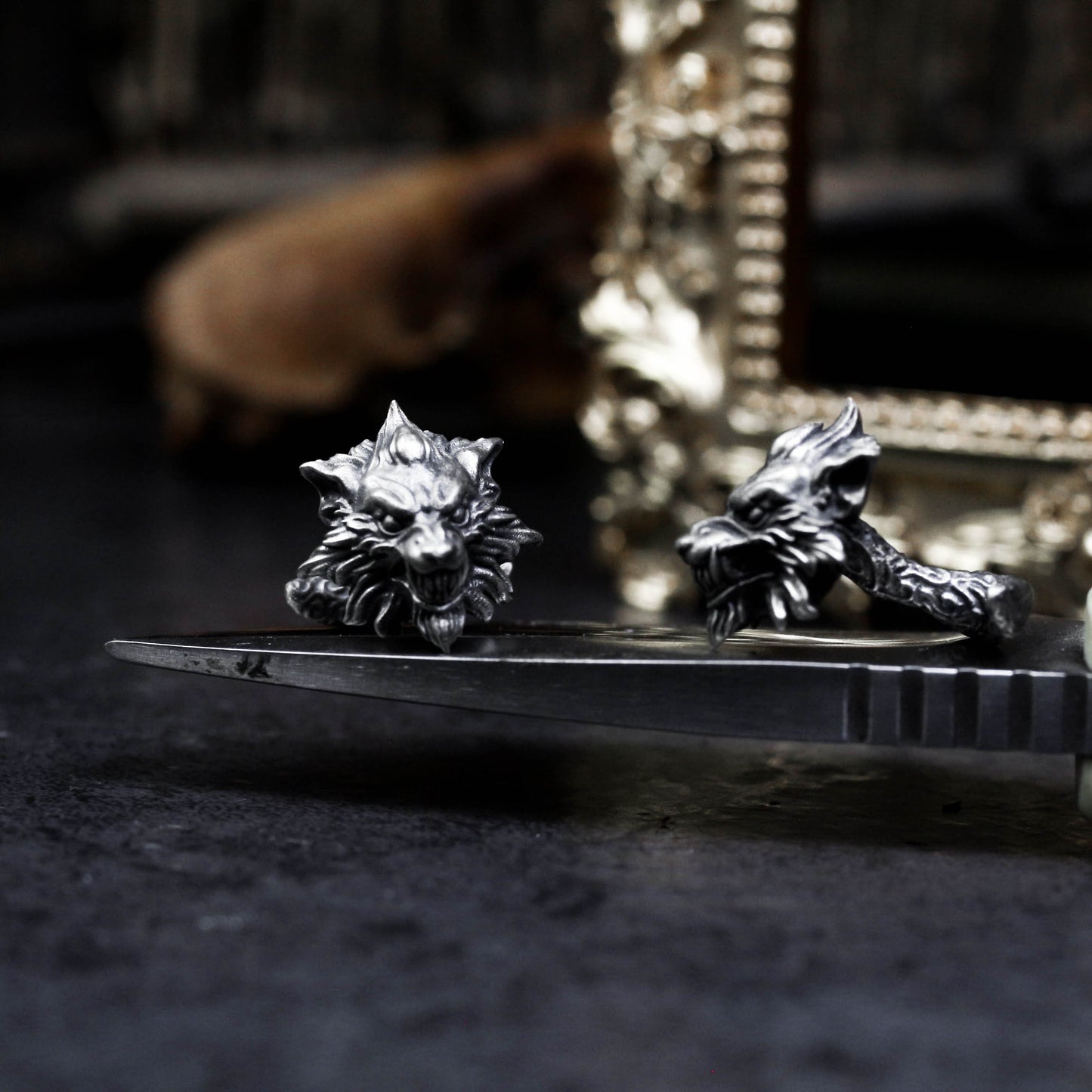 Wolf Cufflinks, Stylish Wedding Wolves - 925 Sterling Silver Handmade