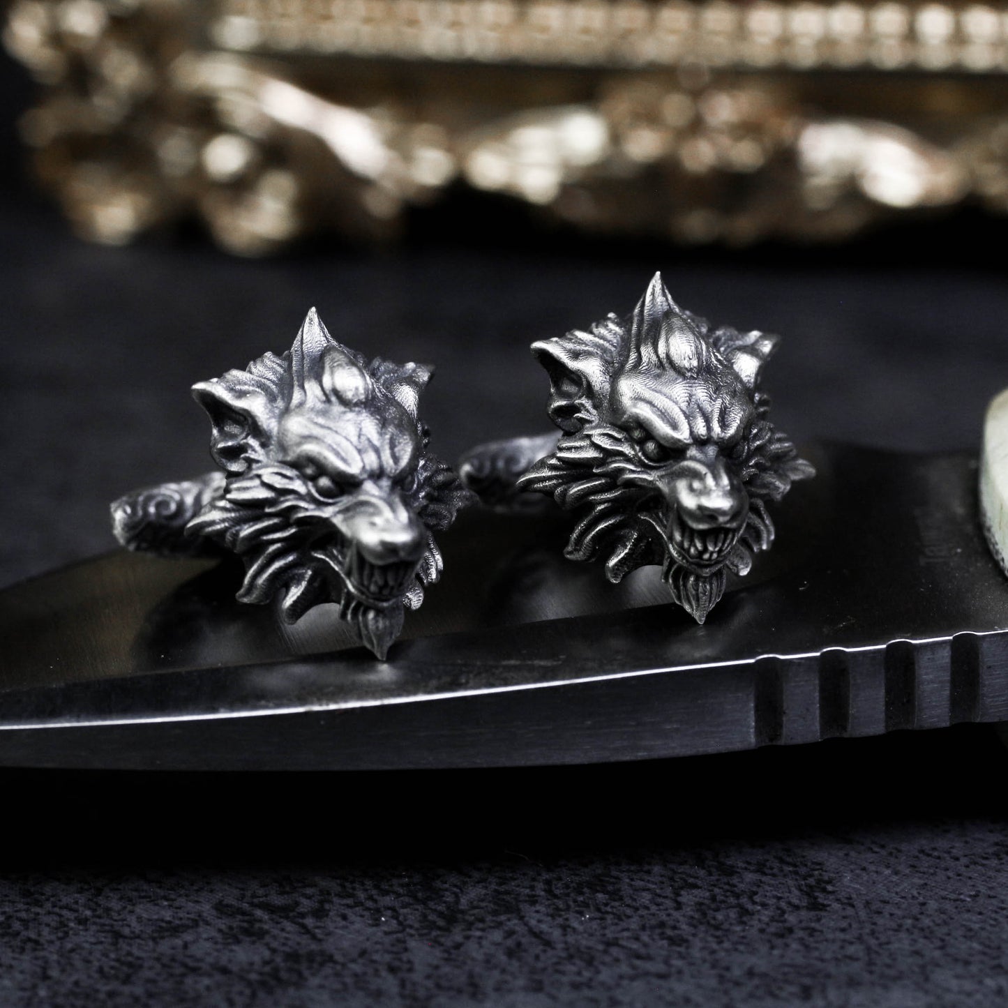Wolf Cufflinks, Stylish Wedding Wolves - 925 Sterling Silver Handmade