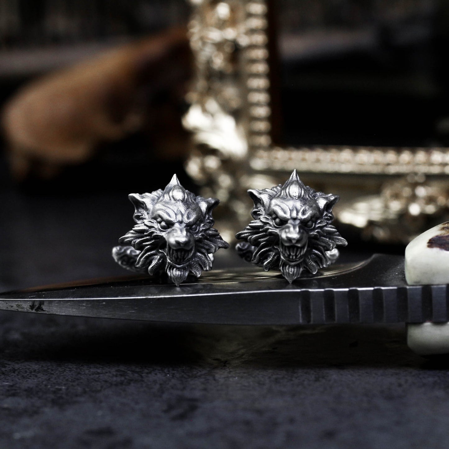 Wolf Cufflinks, Stylish Wedding Wolves - 925 Sterling Silver Handmade