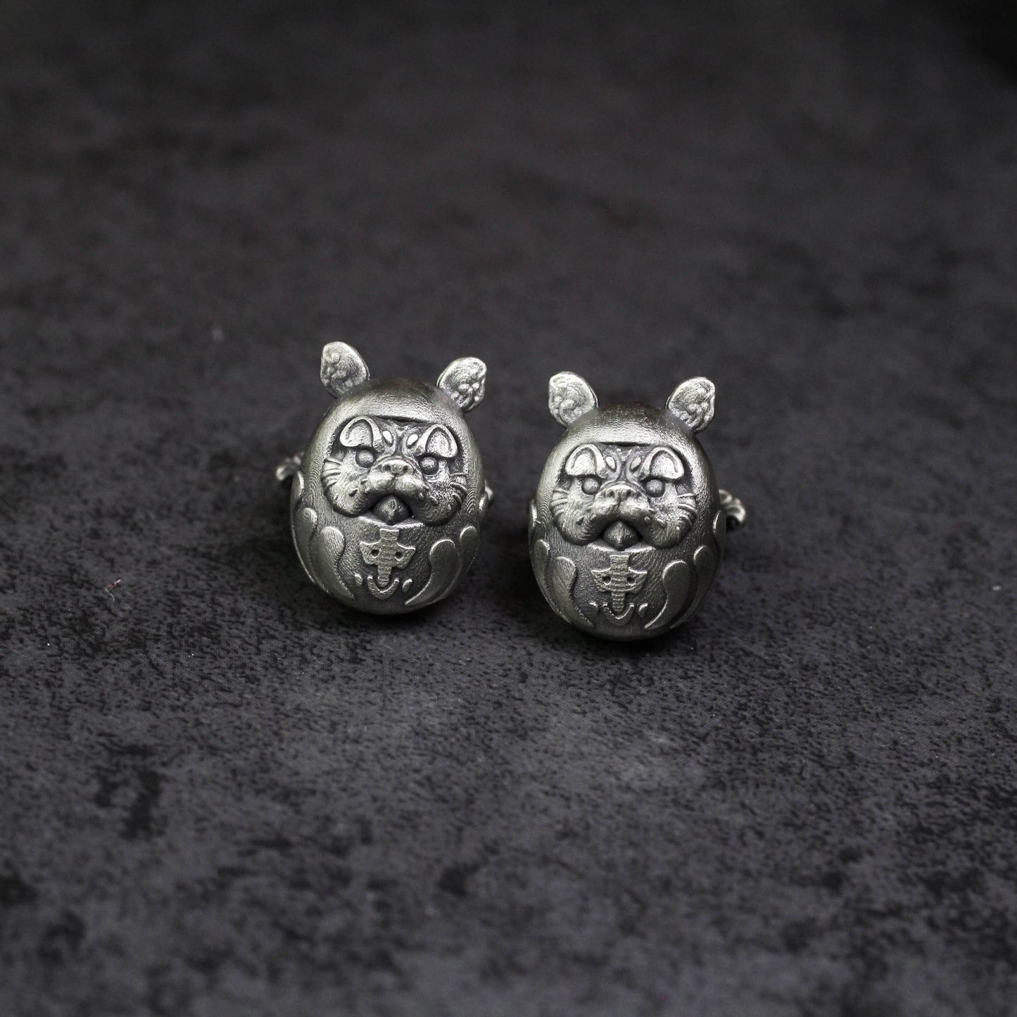 Japanese Dharma Egg Cufflinks - 925 Silver Handmade