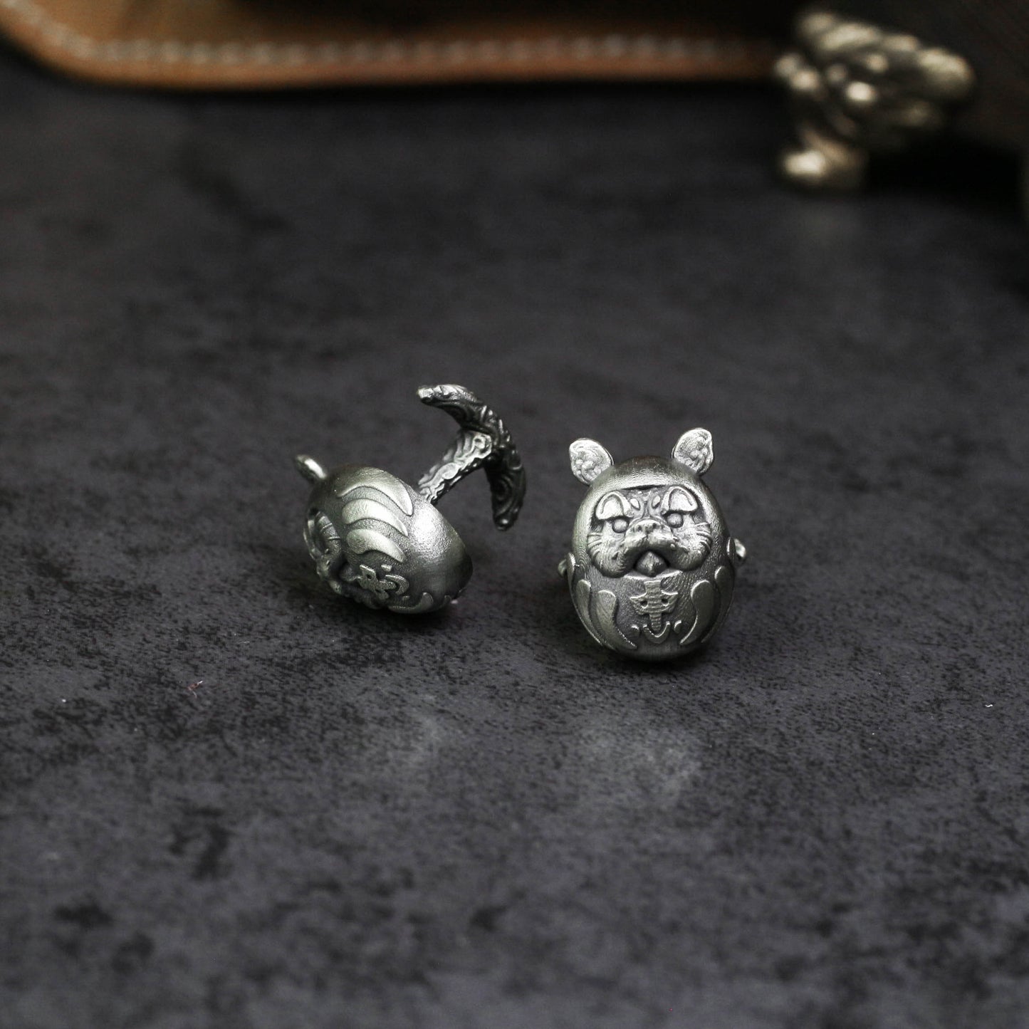 Japanese Dharma Egg Cufflinks - 925 Silver Handmade