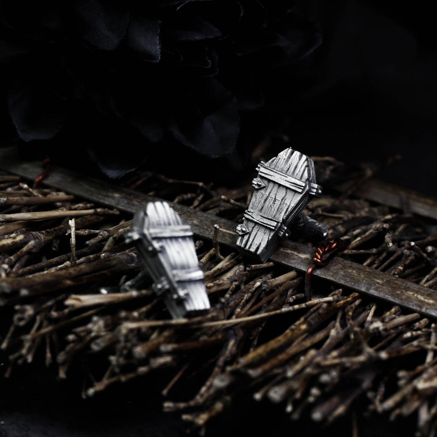 Gothic Vampire Coffin Cufflinks - 925 Sterling Silver Handmade