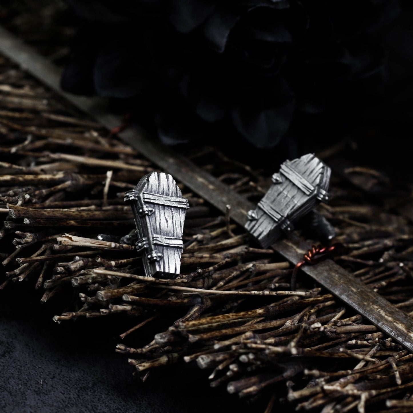 Gothic Vampire Coffin Cufflinks - 925 Sterling Silver Handmade