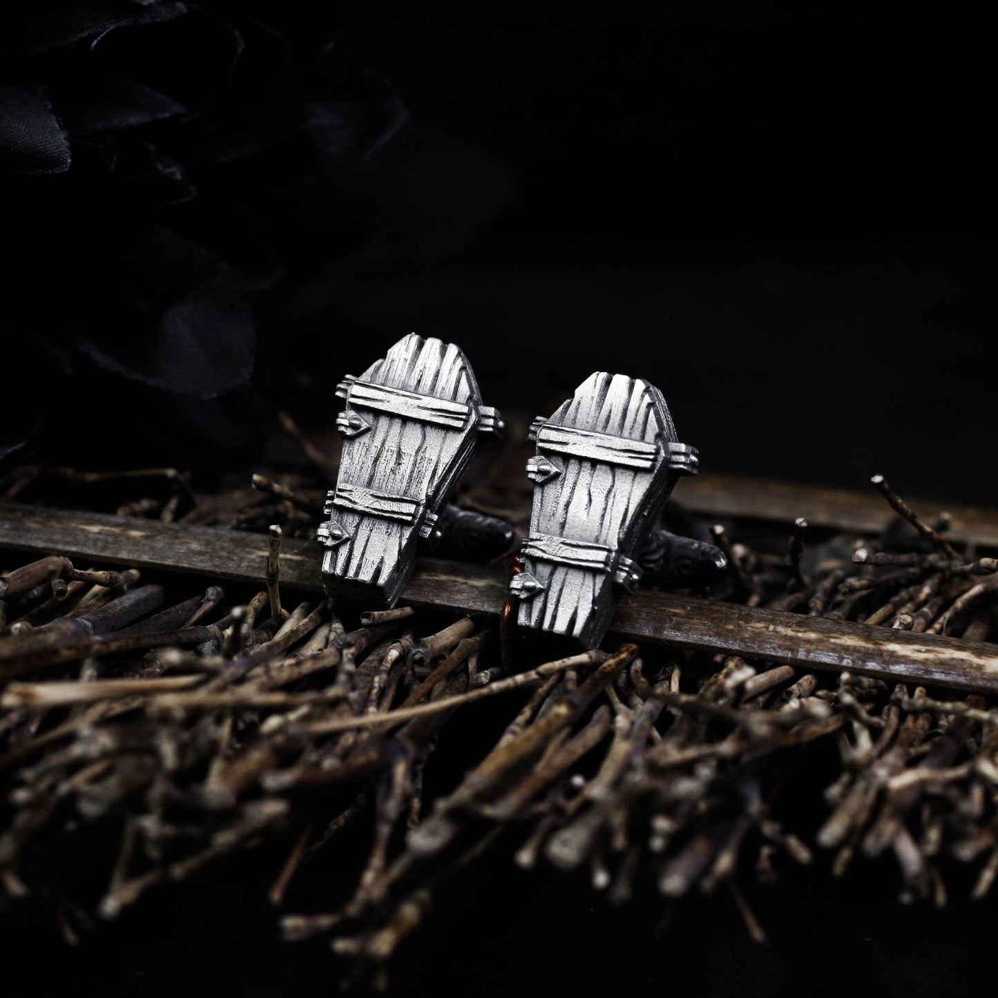 Gothic Vampire Coffin Cufflinks - 925 Sterling Silver Handmade