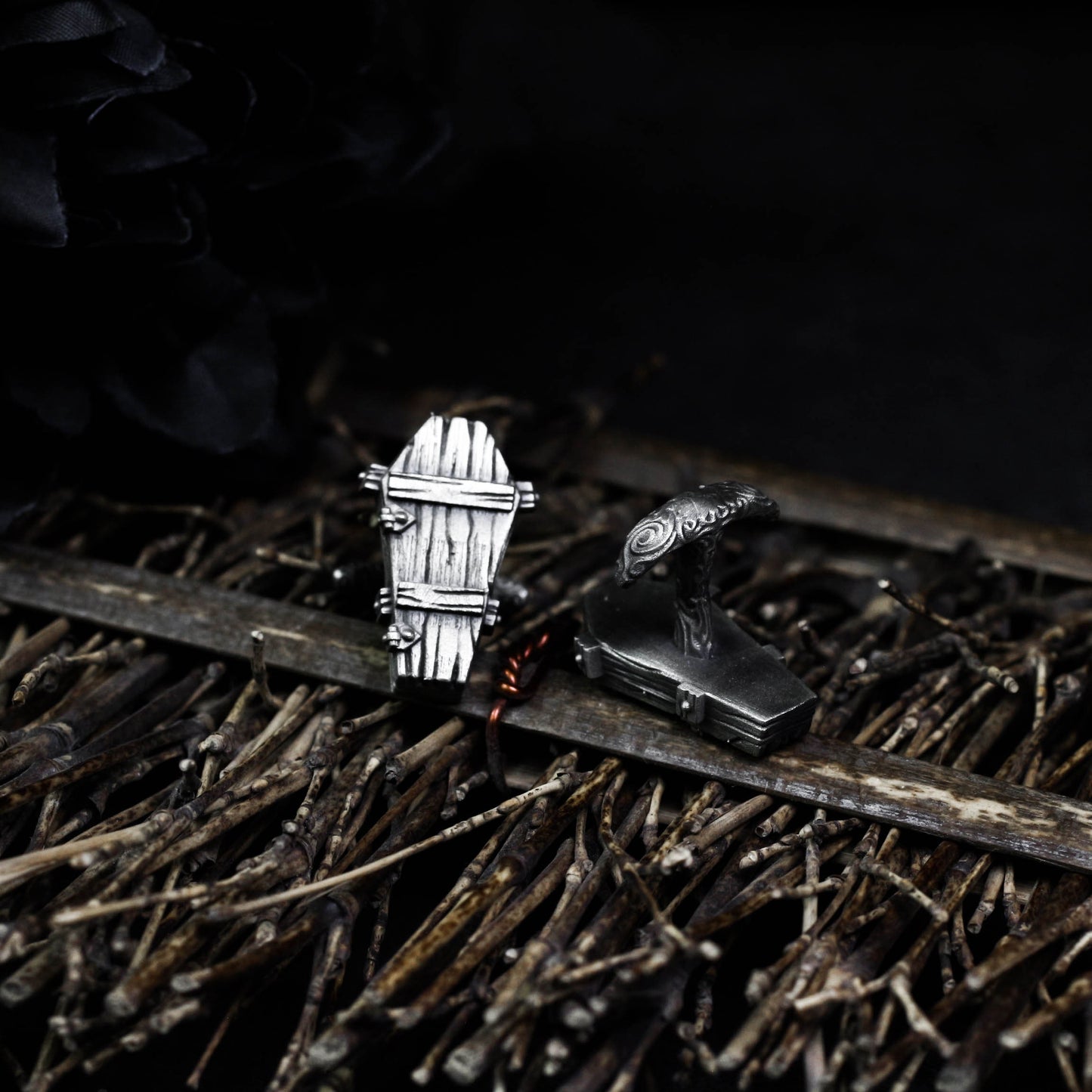 Gothic Vampire Coffin Cufflinks - 925 Sterling Silver Handmade