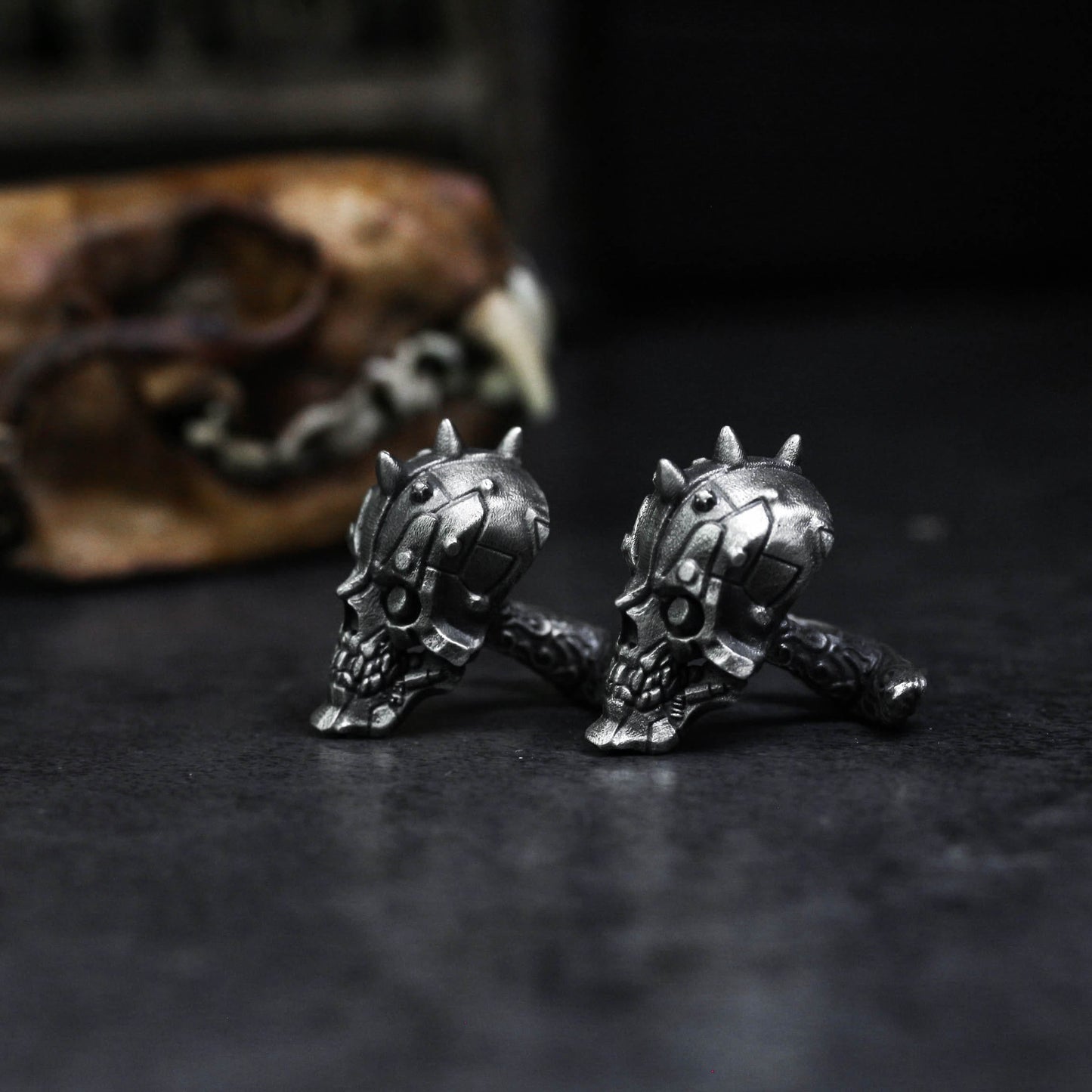 Mechanical Pioneer Skull Cufflinks - 925 Silver Handmade