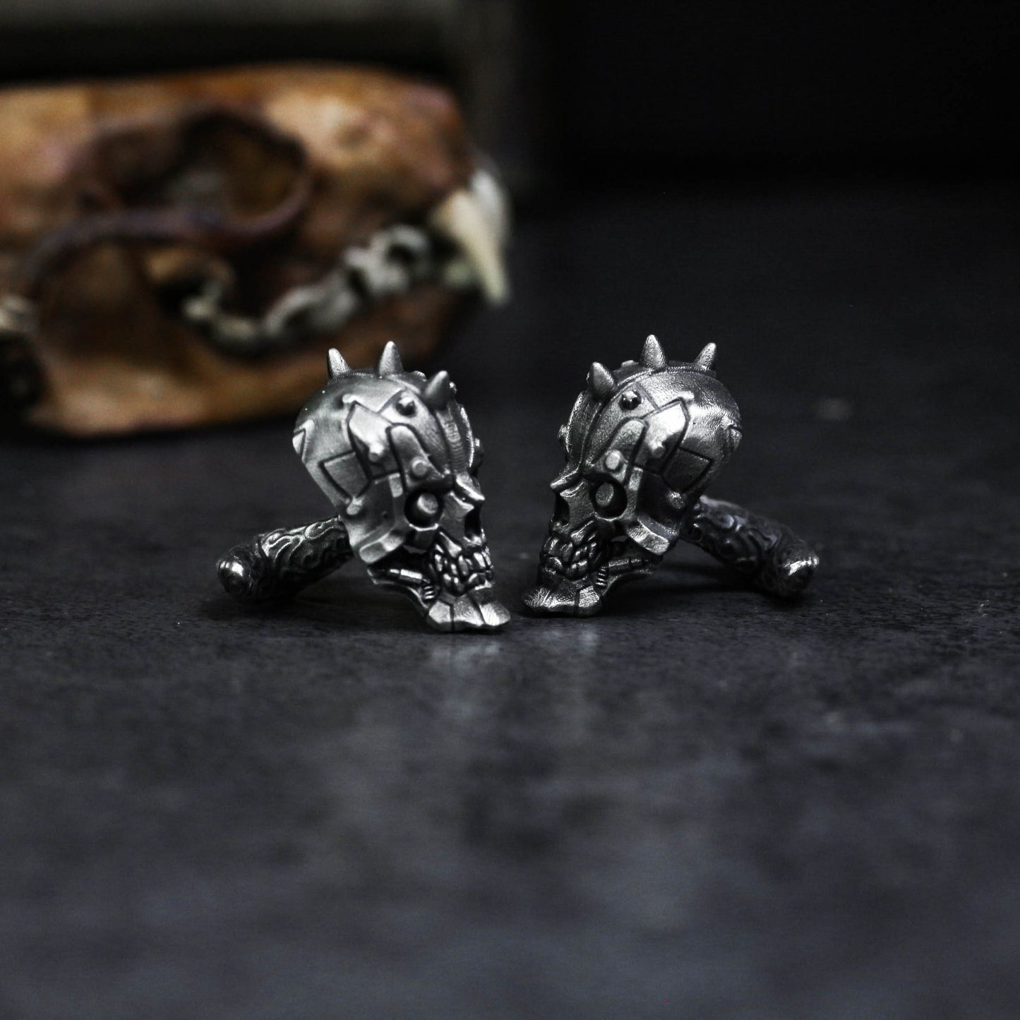 Mechanical Pioneer Skull Cufflinks - 925 Silver Handmade
