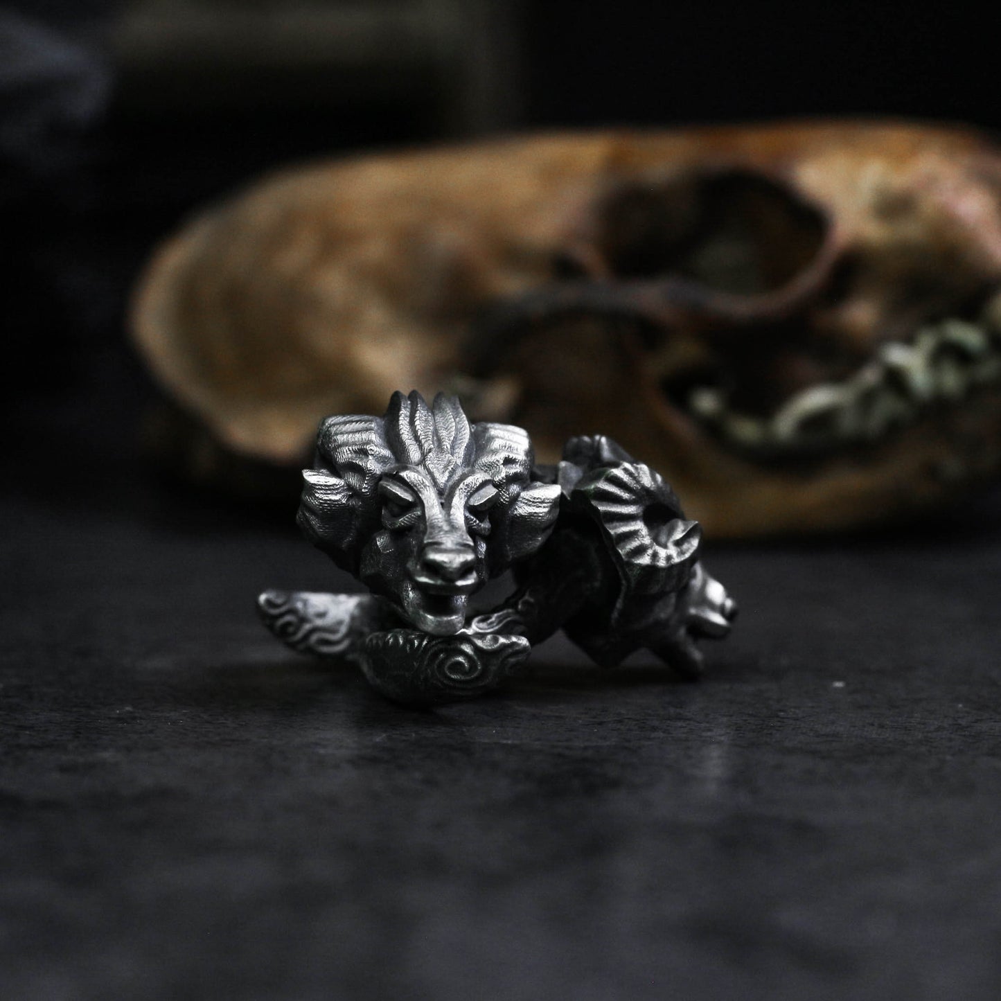 Ram's Horn Skull Cufflinks - 925 Sterling Silver Handmade