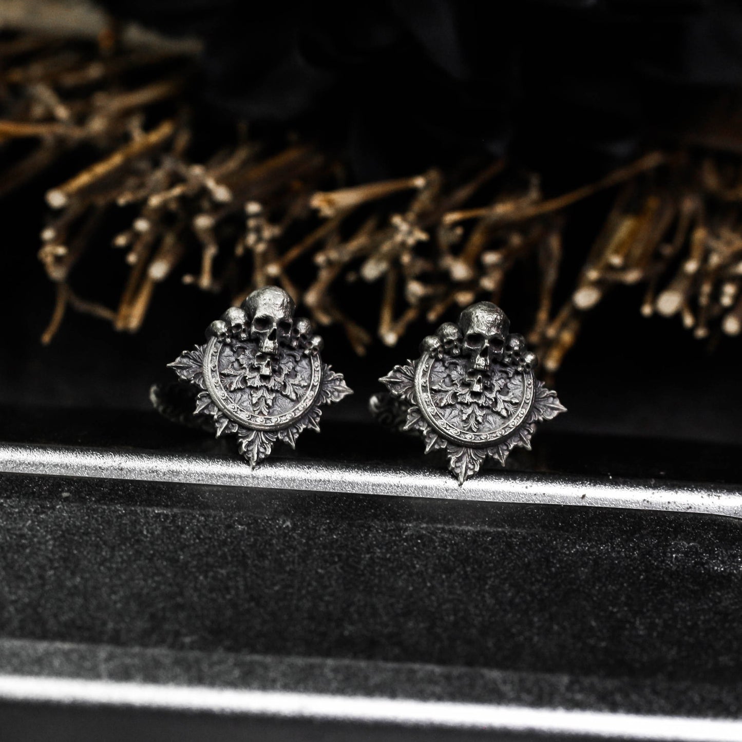 Baroque Skull Cufflinks - 925 Silver Handmade