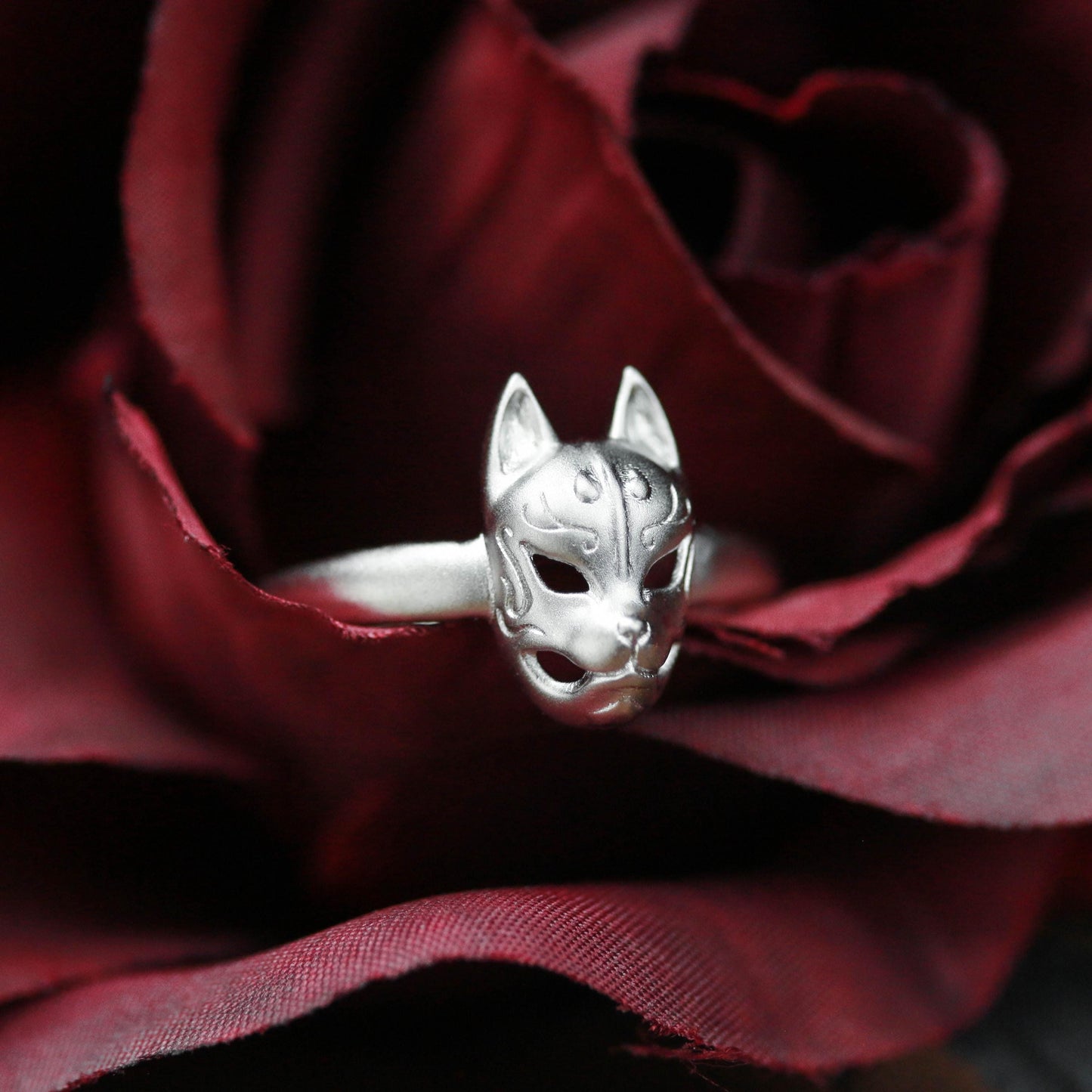 Mystic Cat Mask Ring ââ‚?925 Sterling Silver Handmade Gothic Animal Jewelry