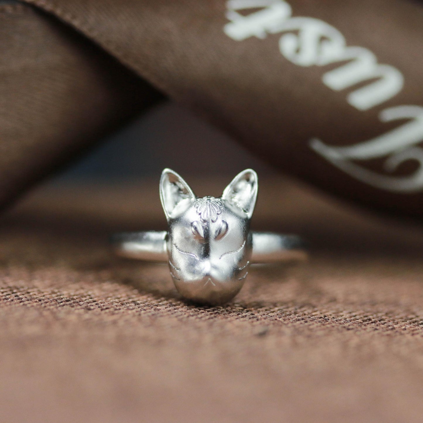 Sleeping Cat Spirit Ring ââ‚?925 Sterling Silver Handmade Mystical Animal Jewelry