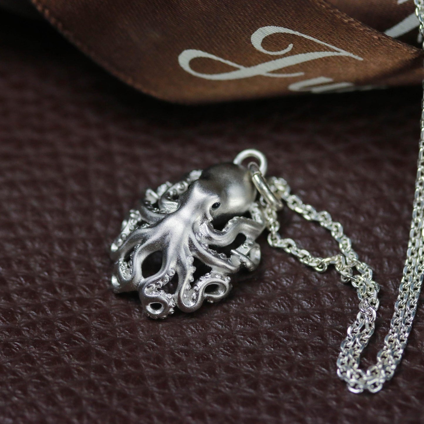 Octopus Pendant - 925 Sterling Silver Handmade (Eye Color Optional)
