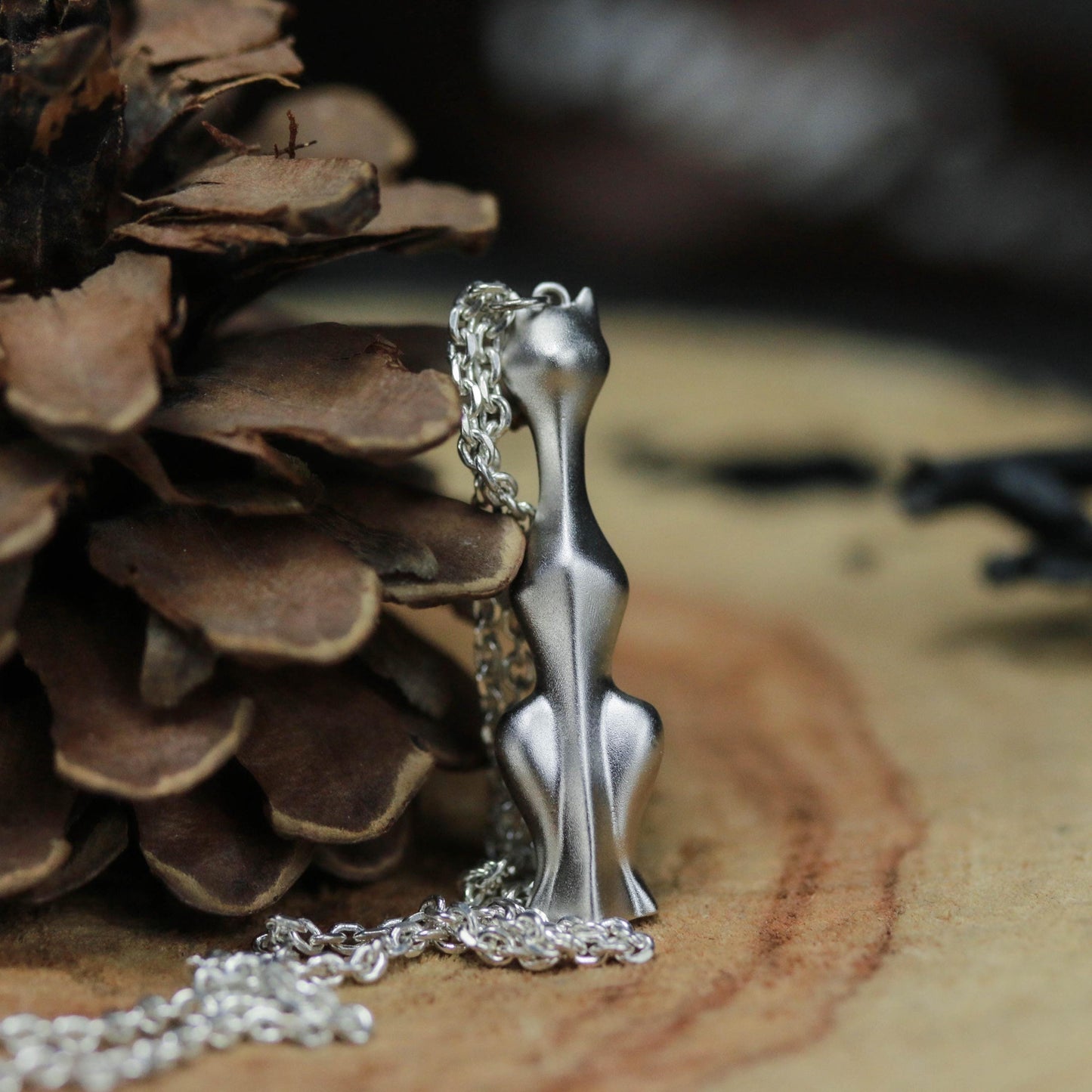 Geometric Cat Pendant - 925 Sterling Silver Handmade
