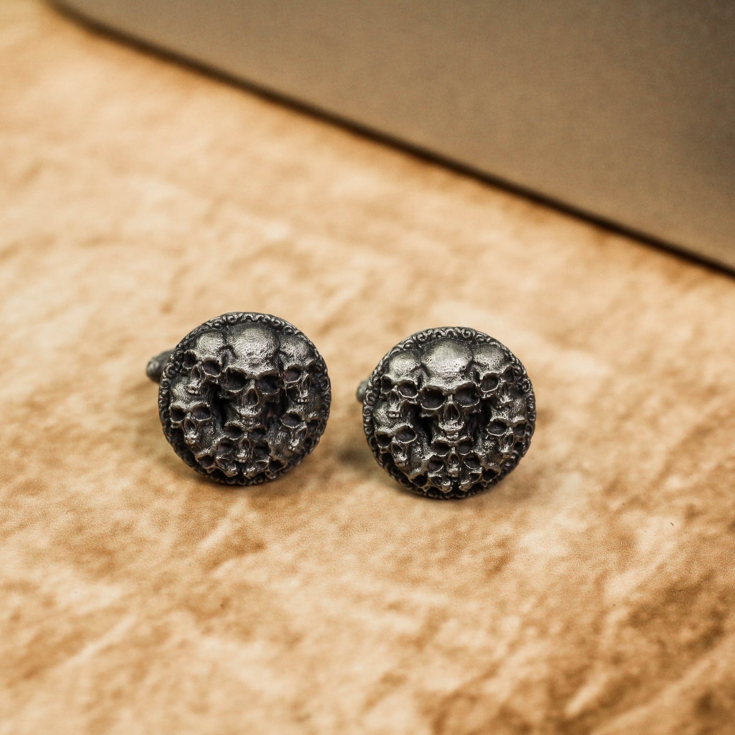 Multiple Small Skull Roulette Cufflinks - 925 Silver Handmade