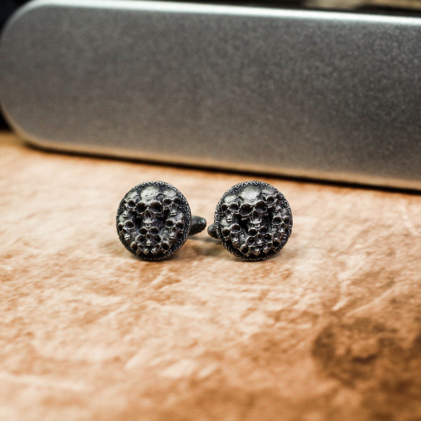 Multiple Small Skull Roulette Cufflinks - 925 Silver Handmade