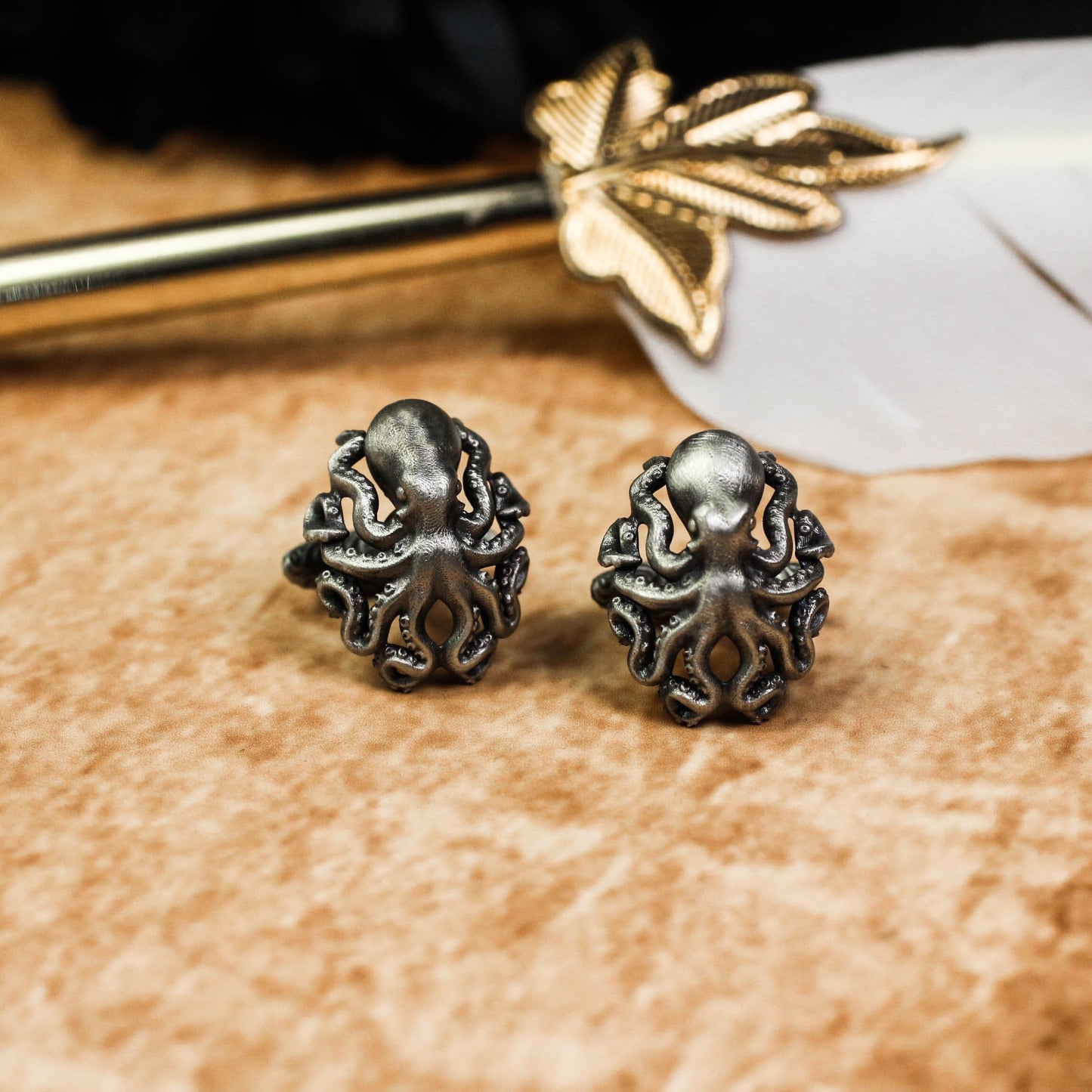 Antiqued Octopus Cufflinks - Nautical Steampunk 925 Silver Handmade