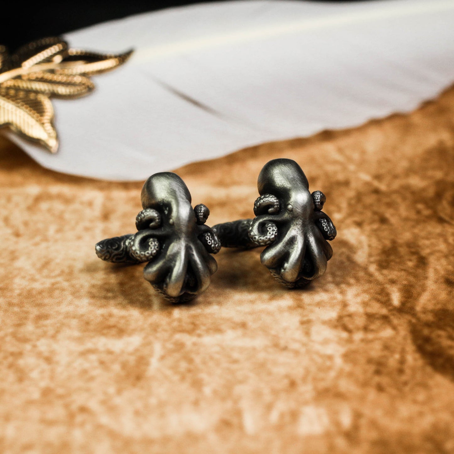 Intricate Octopus Cufflinks, 925 Silver Handmade