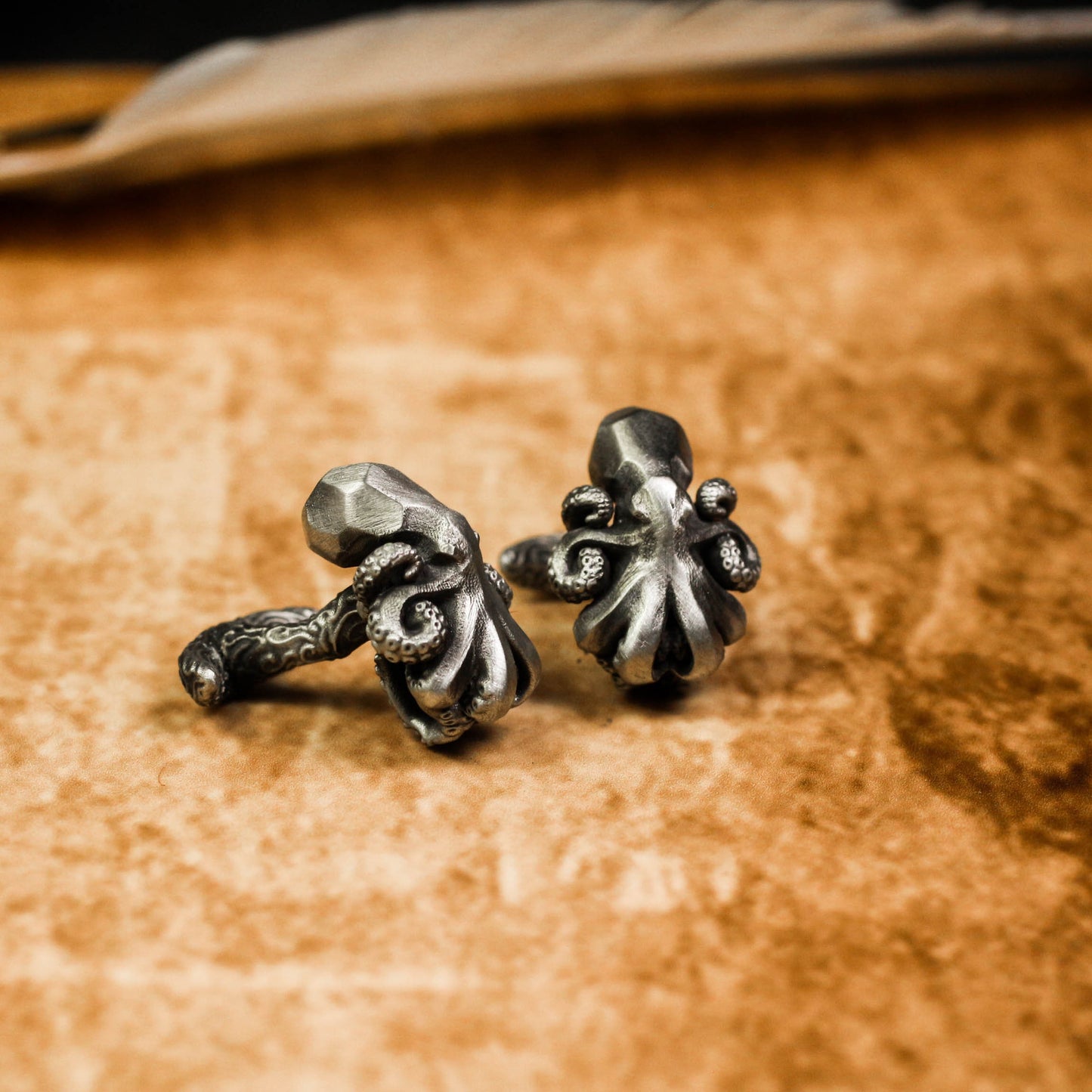 Nautical Octopus Cufflinks, Sea Creature - 925 Sterling Silver Handmade