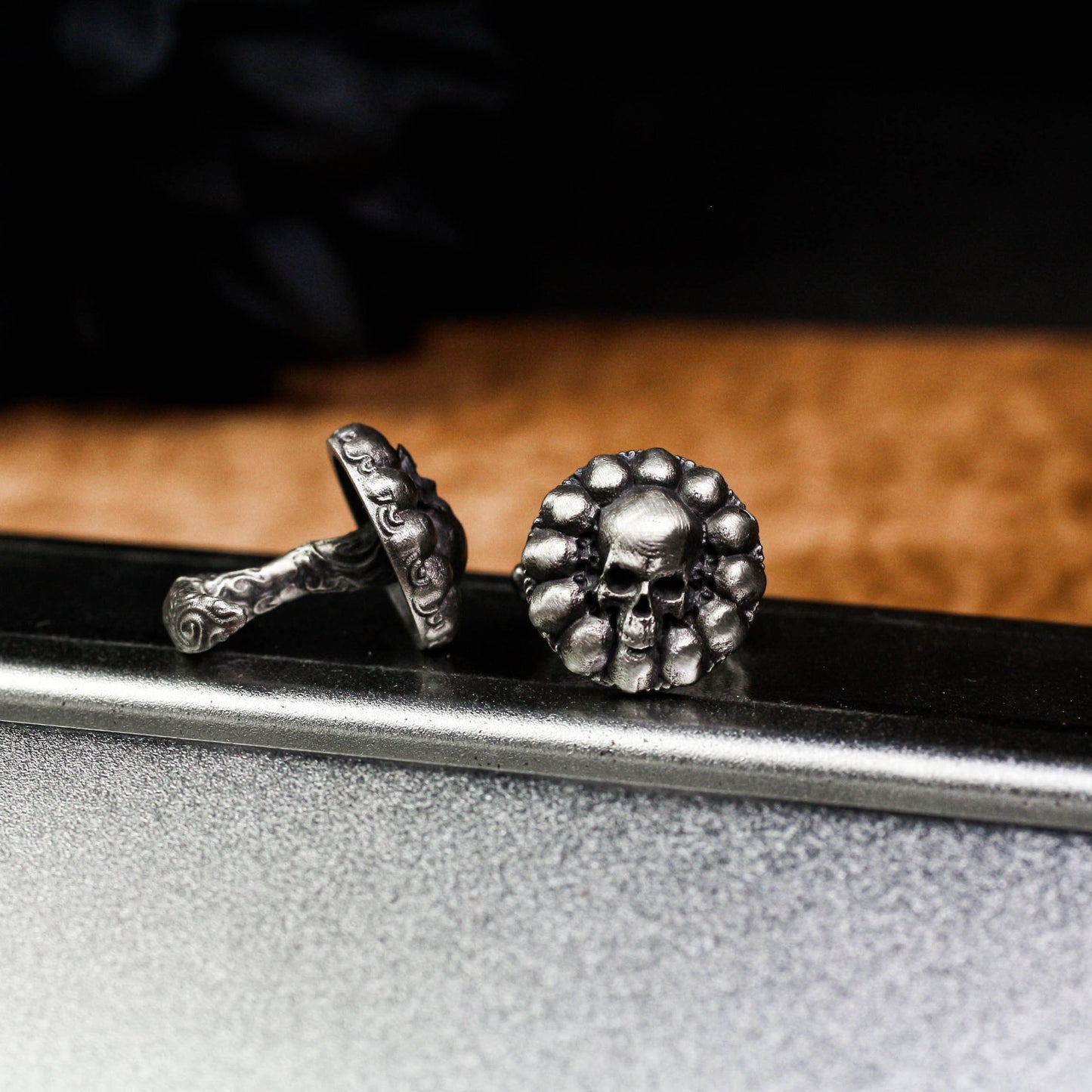 Small Skull Roulette Cufflinks - 925 Sterling Silver Handmade
