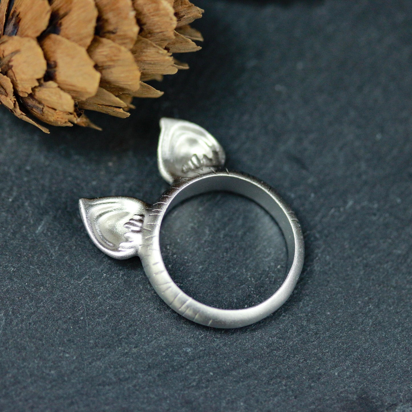 Cat Ear Ring ââ‚?925 Sterling Silver Handmade Whimsical Animal Jewelry
