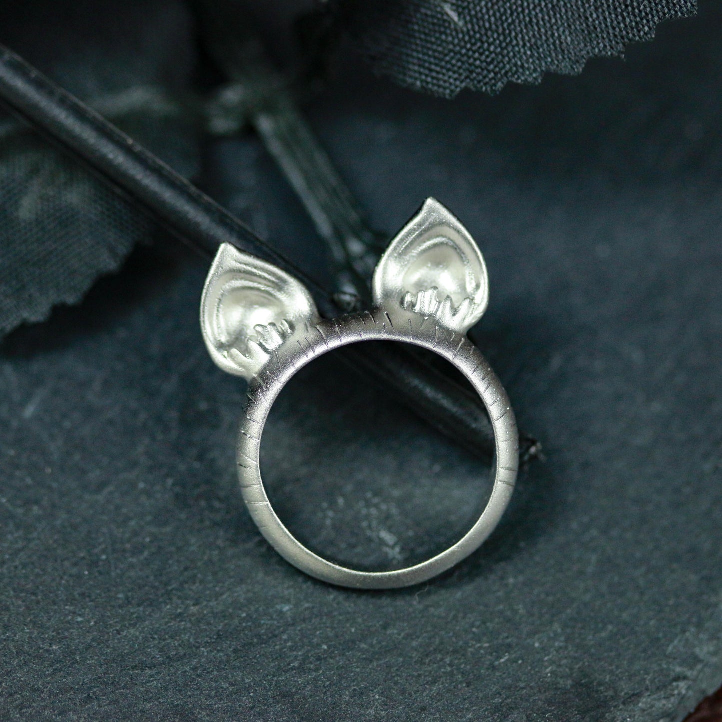 Cat Ear Ring ââ‚?925 Sterling Silver Handmade Whimsical Animal Jewelry