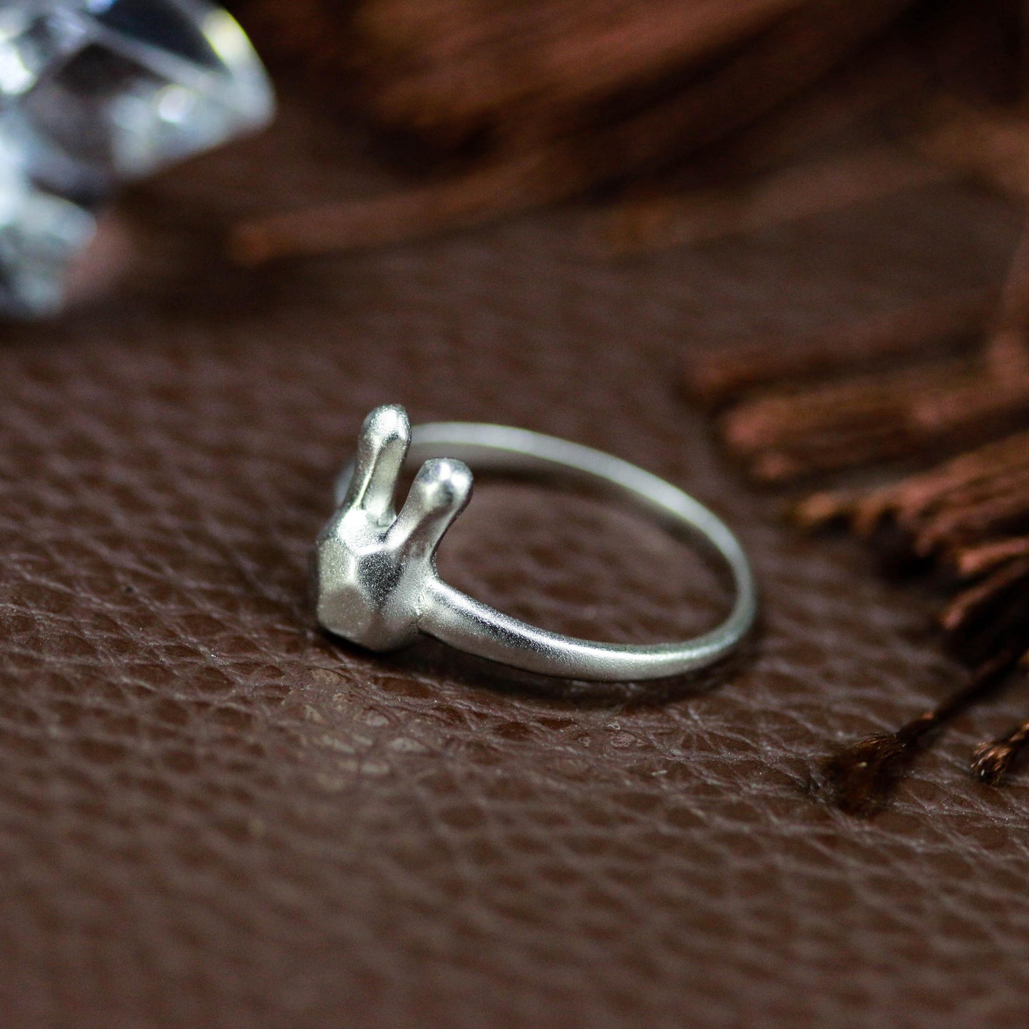 Geometric Bunny Ring ââ‚?925 Sterling Silver Handmade Minimalist Animal Jewelry