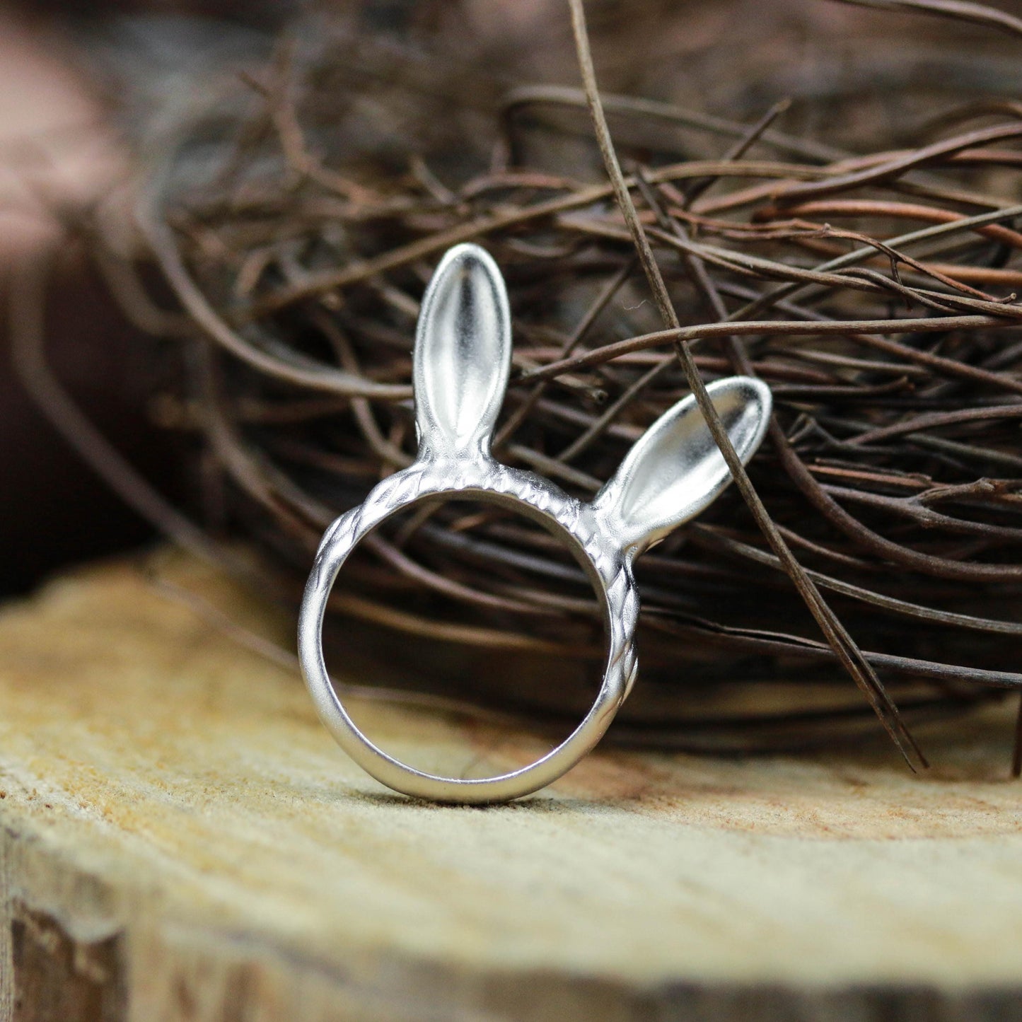 Bunny Ear Ring ââ‚?925 Sterling Silver Handmade Whimsical Animal Jewelry