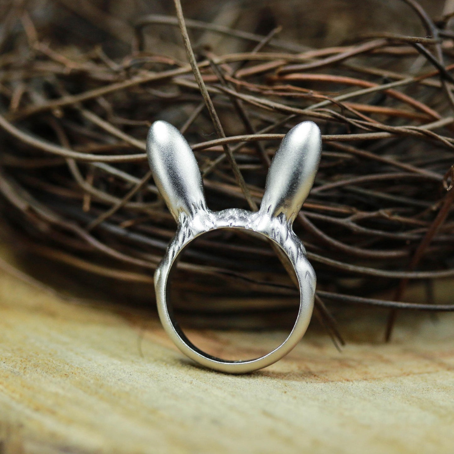 Bunny Ear Ring ââ‚?925 Sterling Silver Handmade Whimsical Animal Jewelry