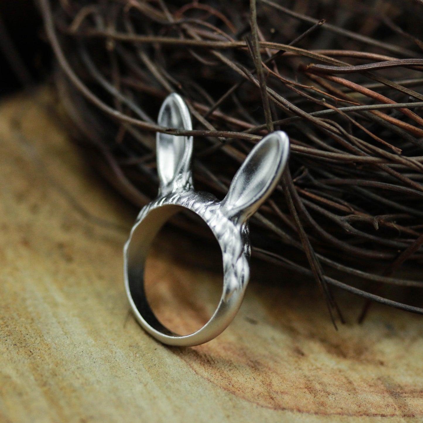 Bunny Ear Ring ââ‚?925 Sterling Silver Handmade Whimsical Animal Jewelry
