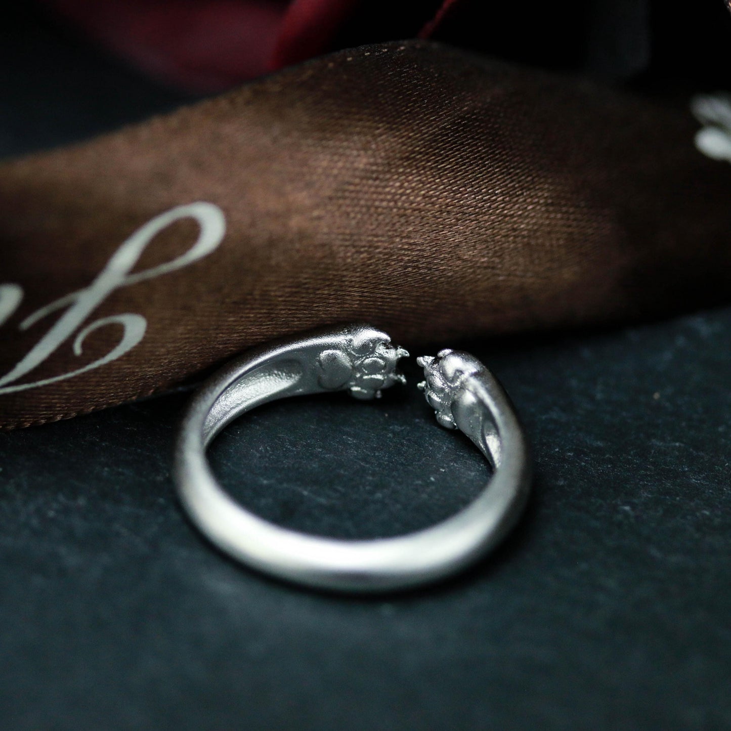 Cat Paw Hug Ring ââ‚?925 Sterling Silver Handmade Minimalist Animal Jewelry