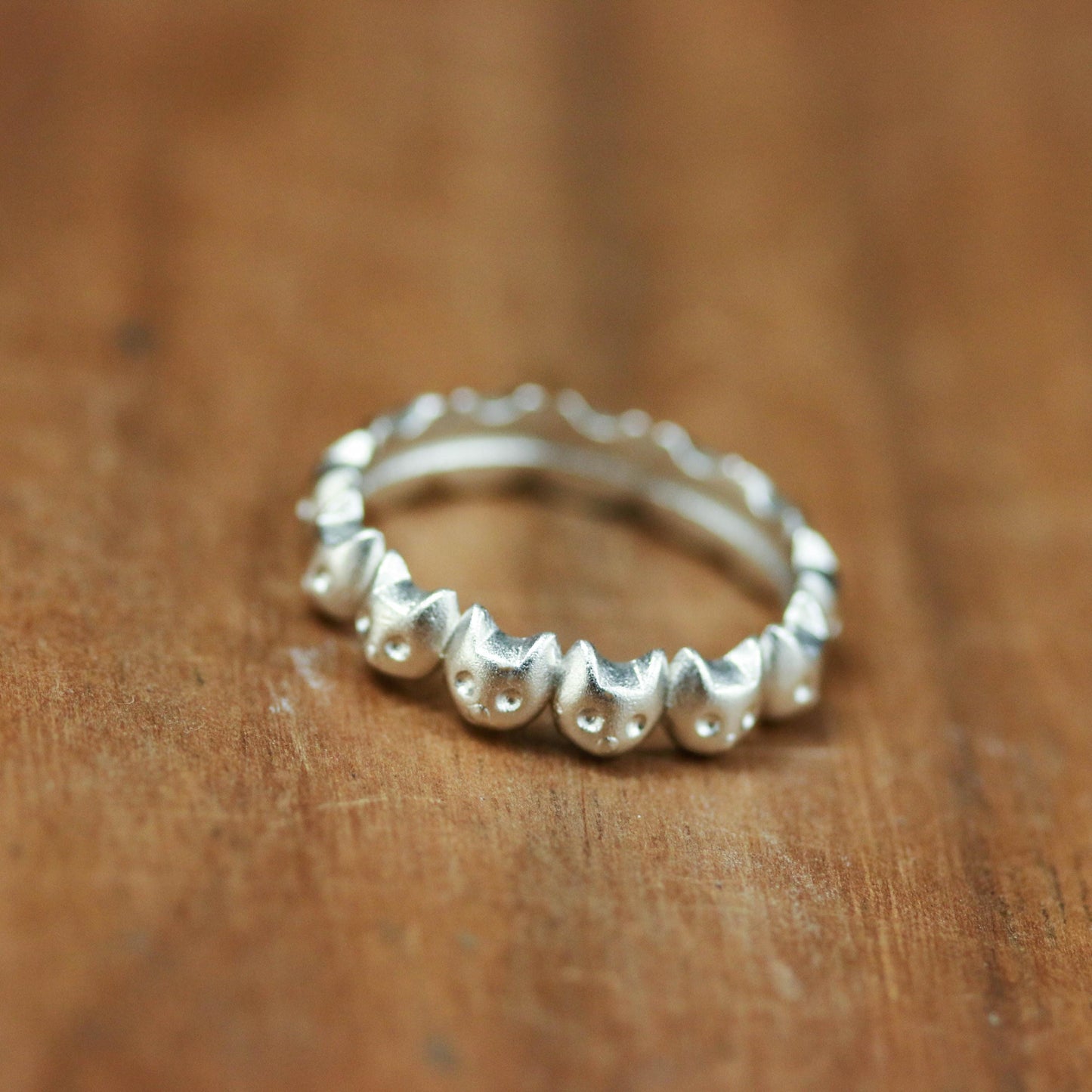 Cat Face Band Ring ââ‚?925 Sterling Silver Handmade Minimalist Feline Jewelry