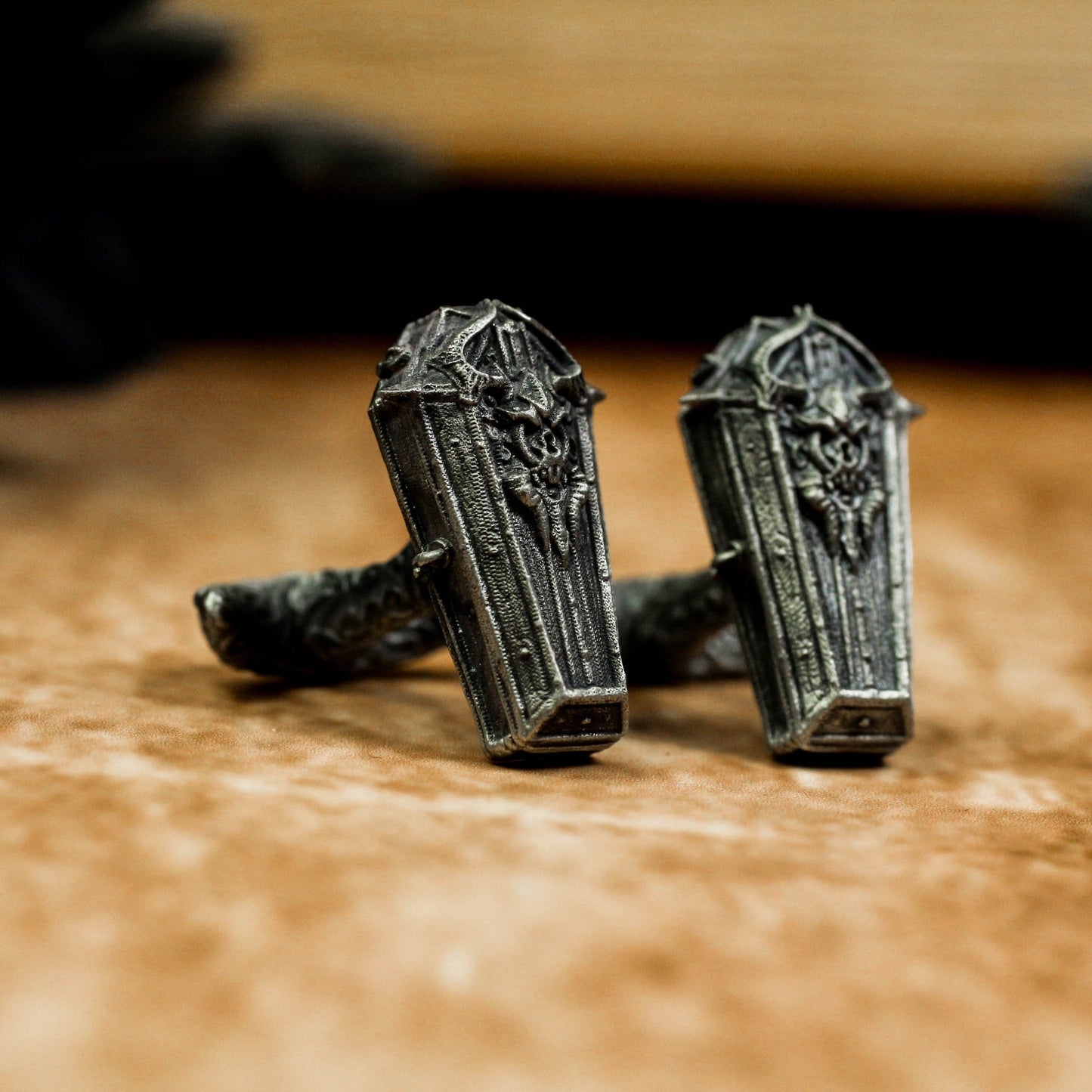 Holy Coffin Skull Cufflinks, 925 Silver Handmade