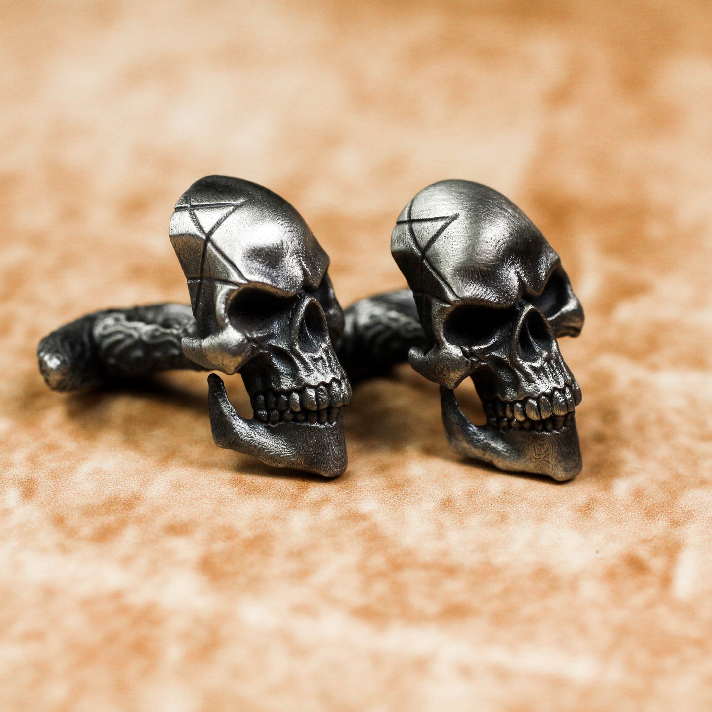 Detailed Skull Cufflinks, 925 Silver Handmade