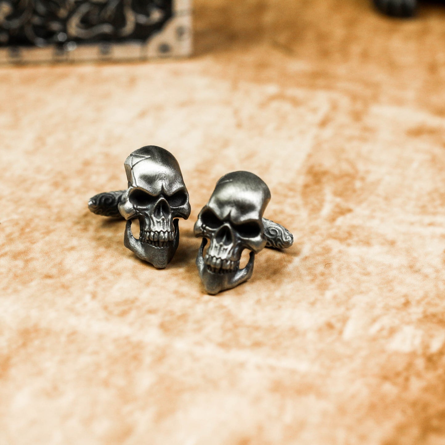 Detailed Skull Cufflinks, 925 Silver Handmade