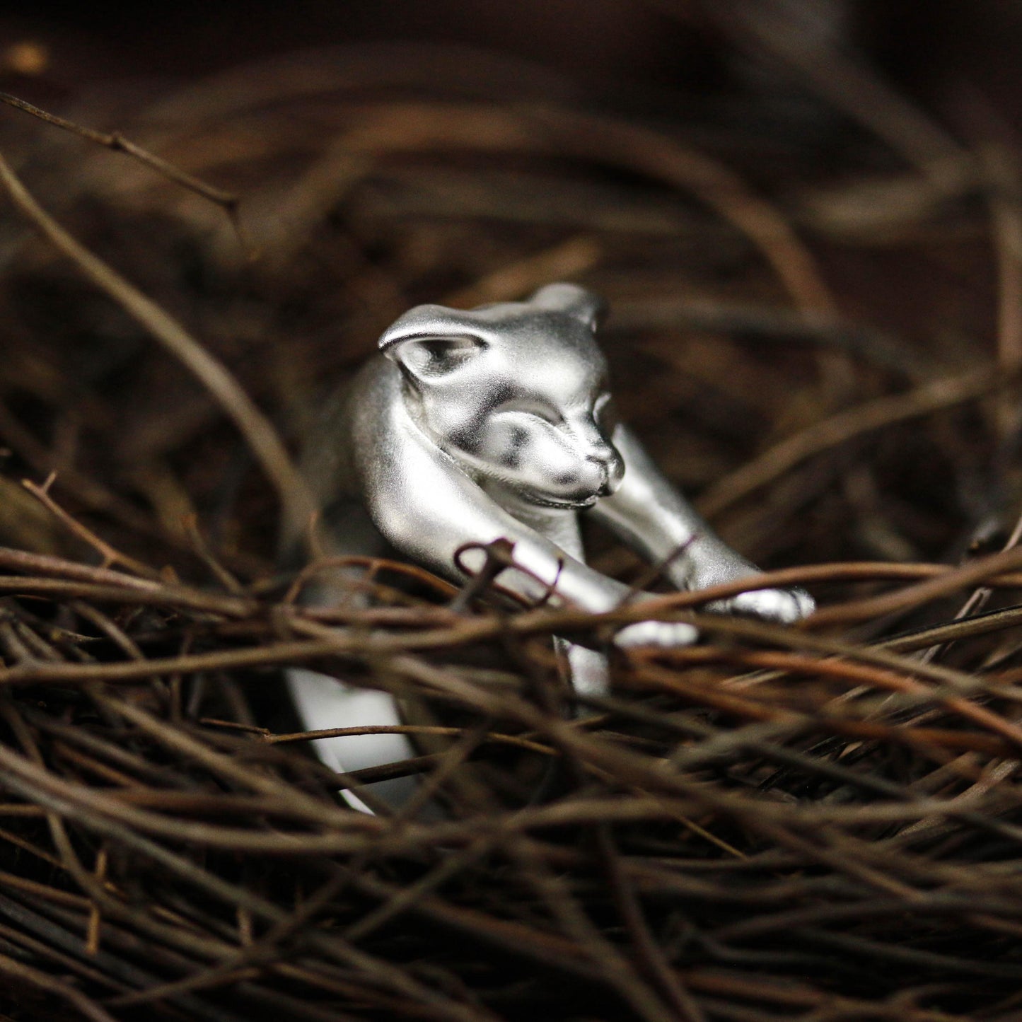 Stretching Cat Ring ââ‚?925 Sterling Silver Handmade Whimsical Animal Jewelry