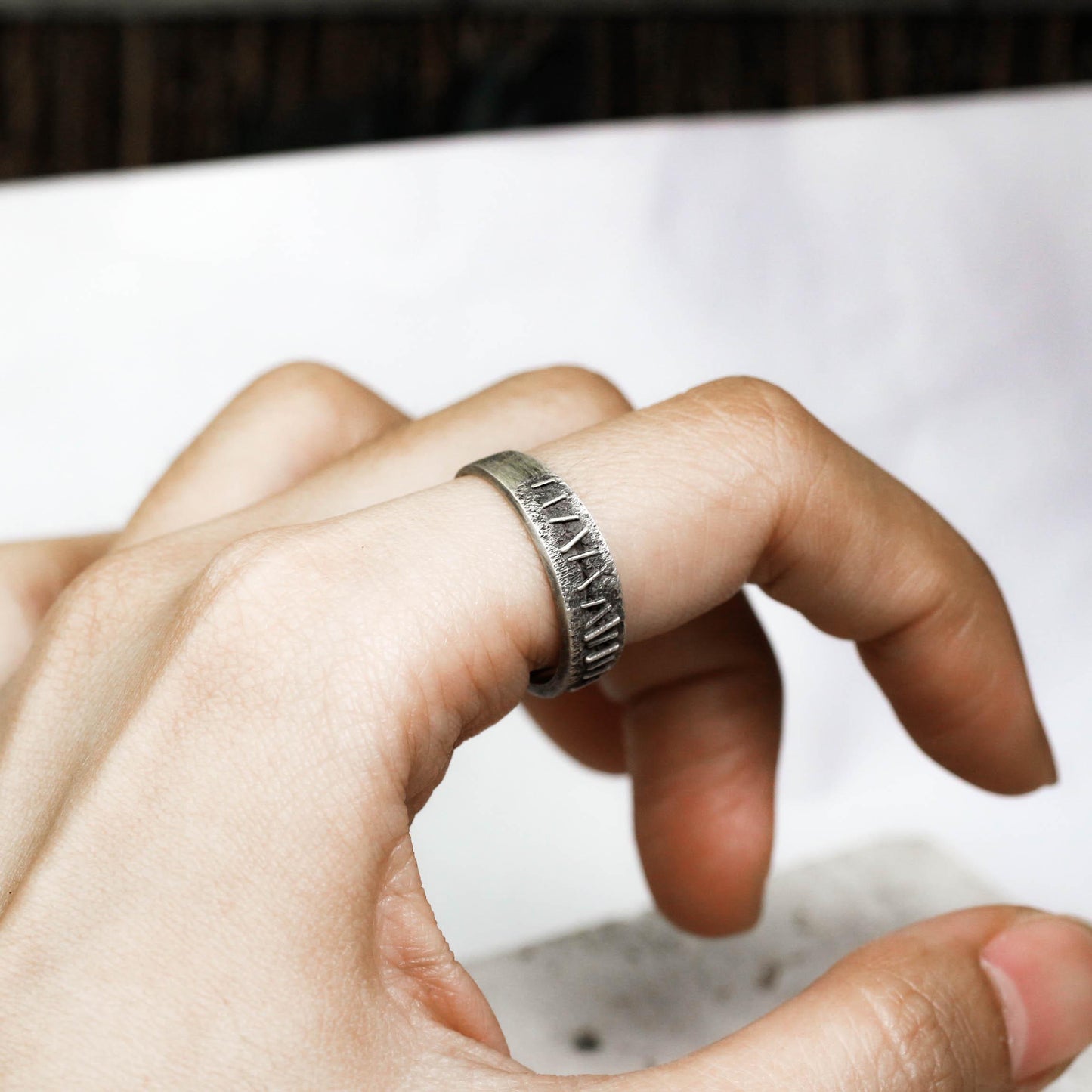 Arcane Path 925 Silver Handmade Ring ¨C Tribal Symbolic Band