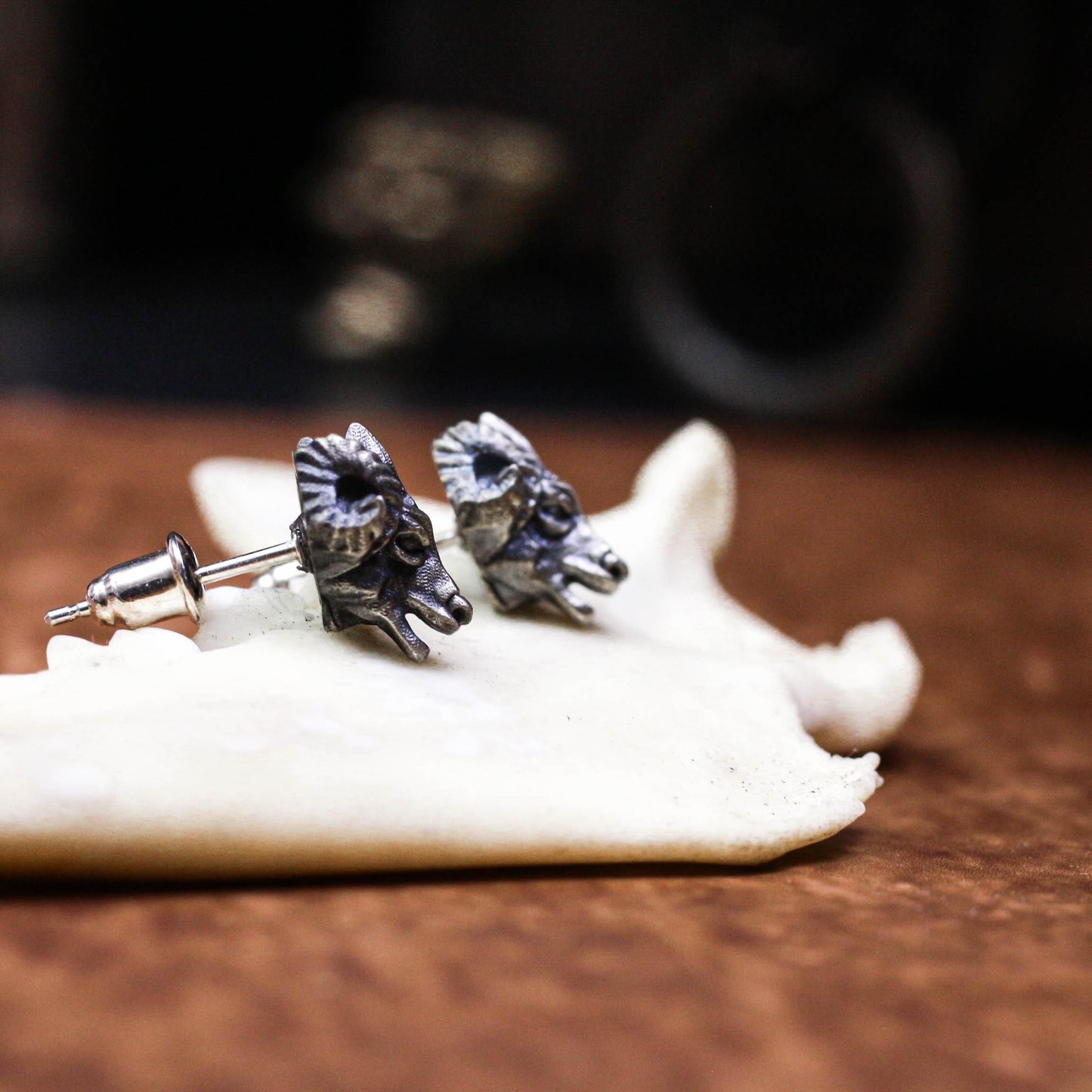 Ram Head Earrings - 925 Sterling Silver Handmade