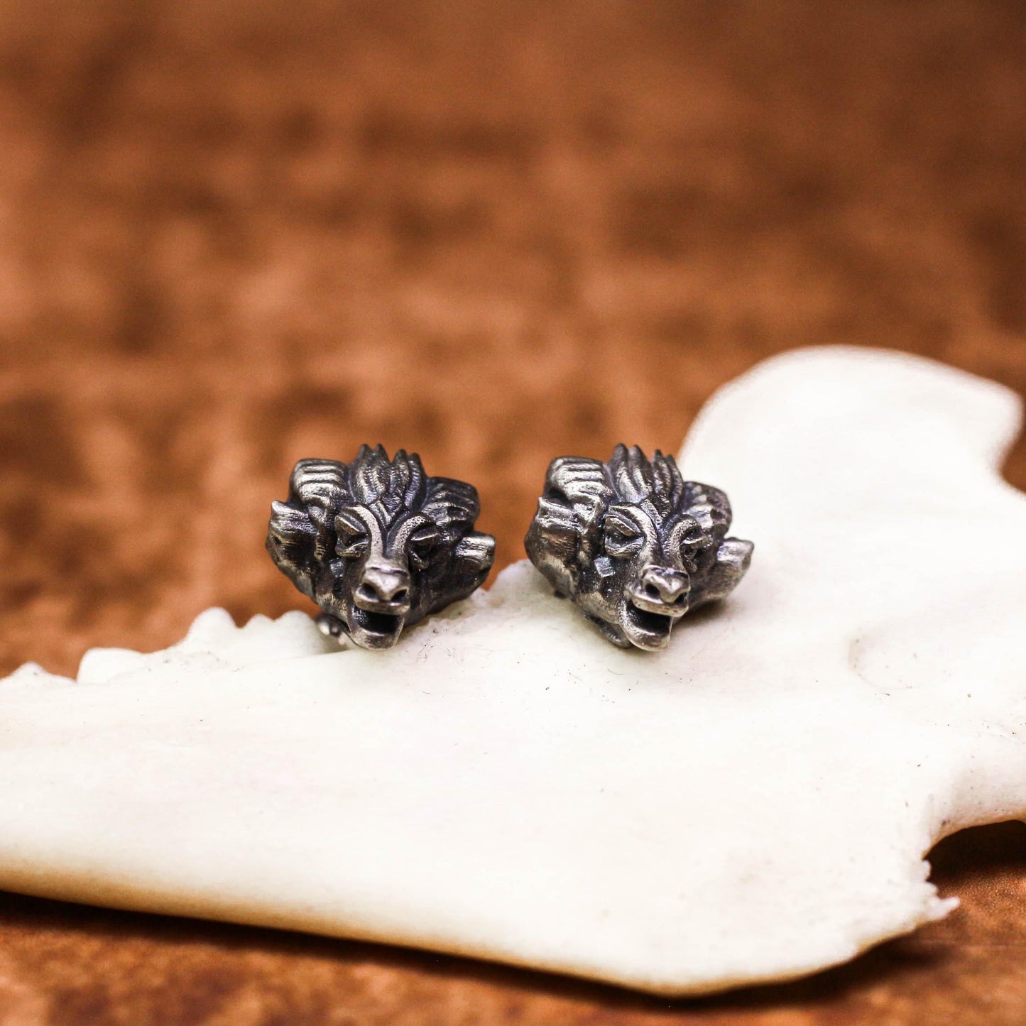 Ram Head Earrings - 925 Sterling Silver Handmade